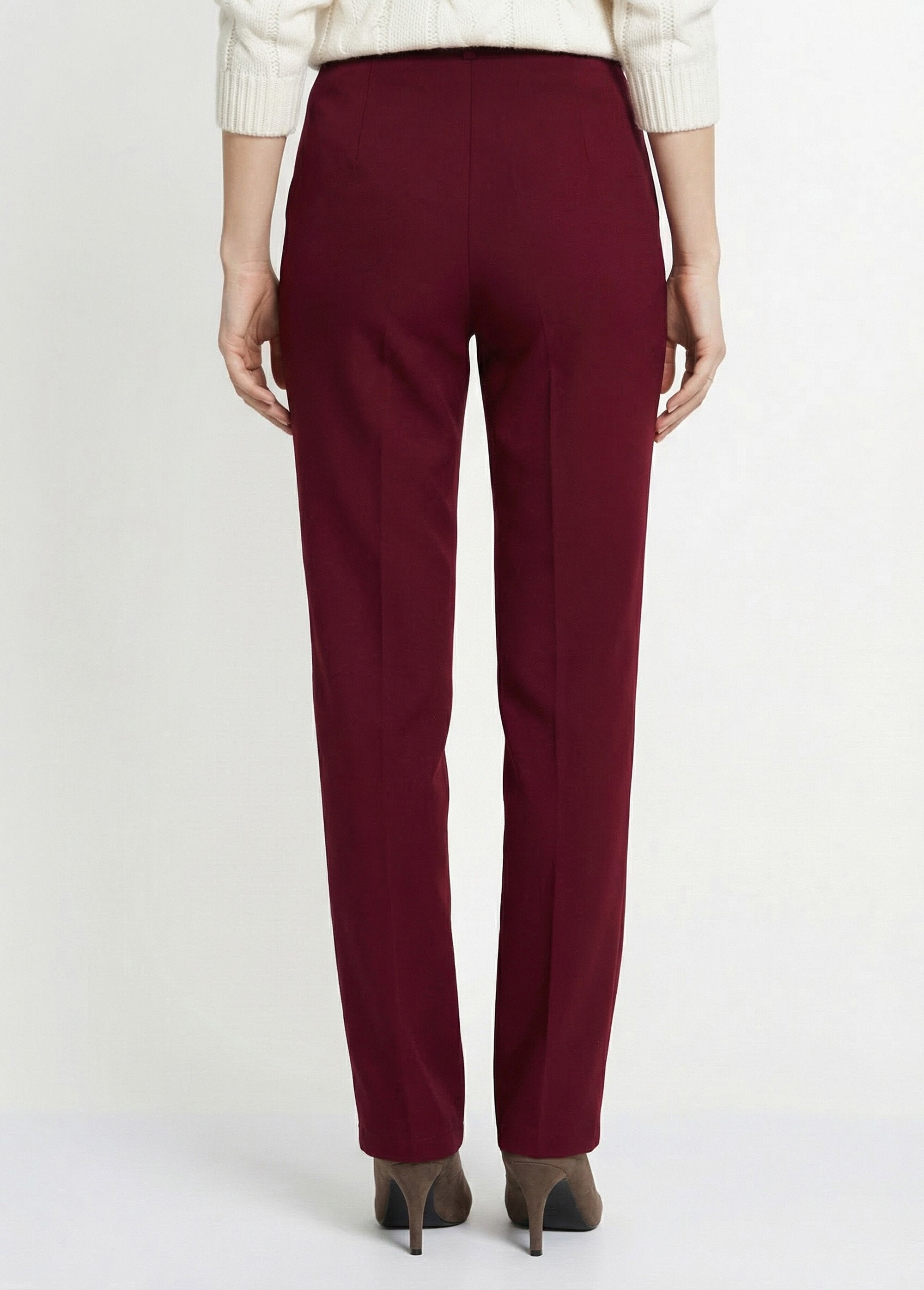 Pantalon_droit_uni_taille_semi_élastiquée_Bordeaux_DO1_slim