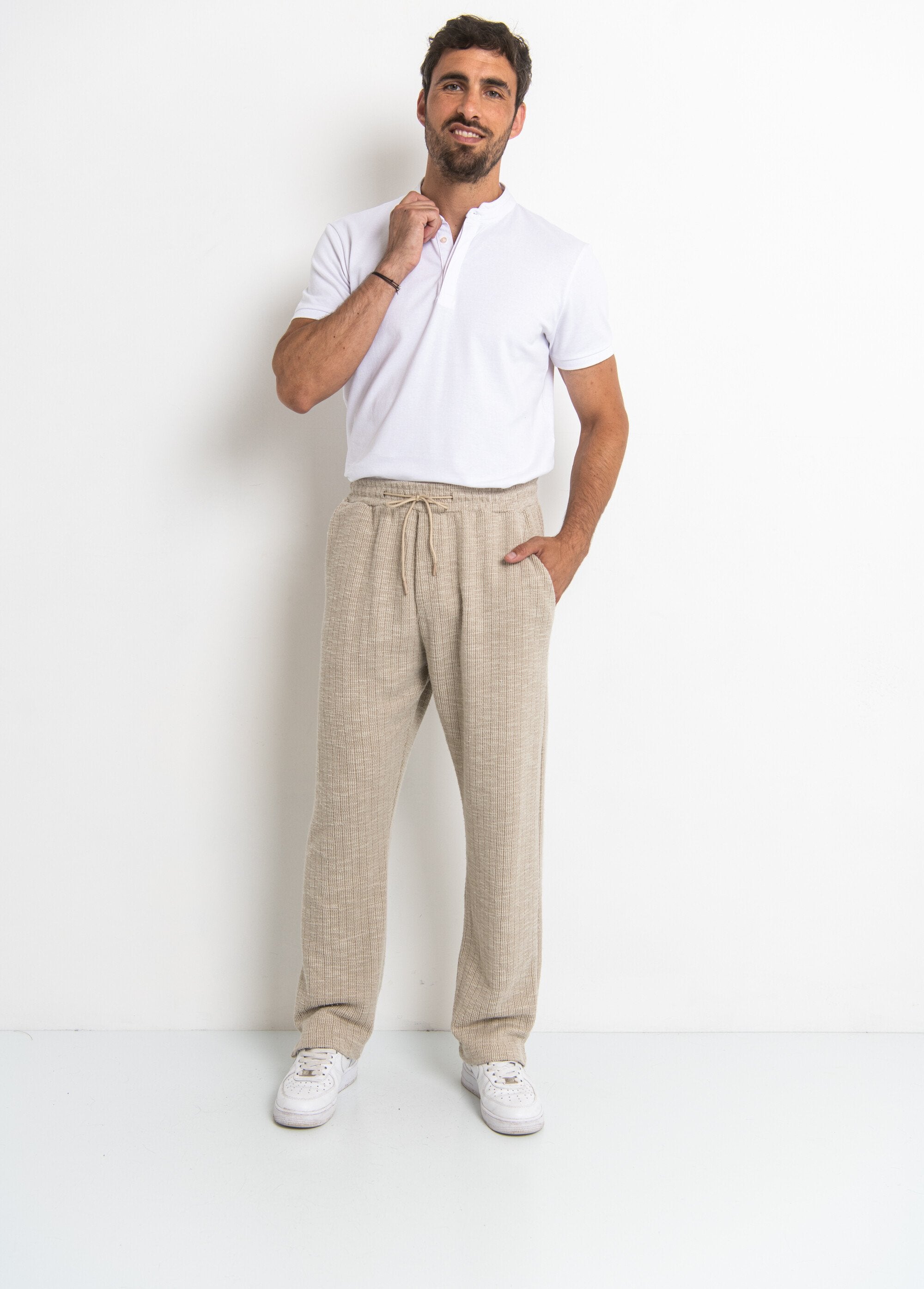 Pantalon_en_maille_lien_à_la_taille_Beige_SF1_slim