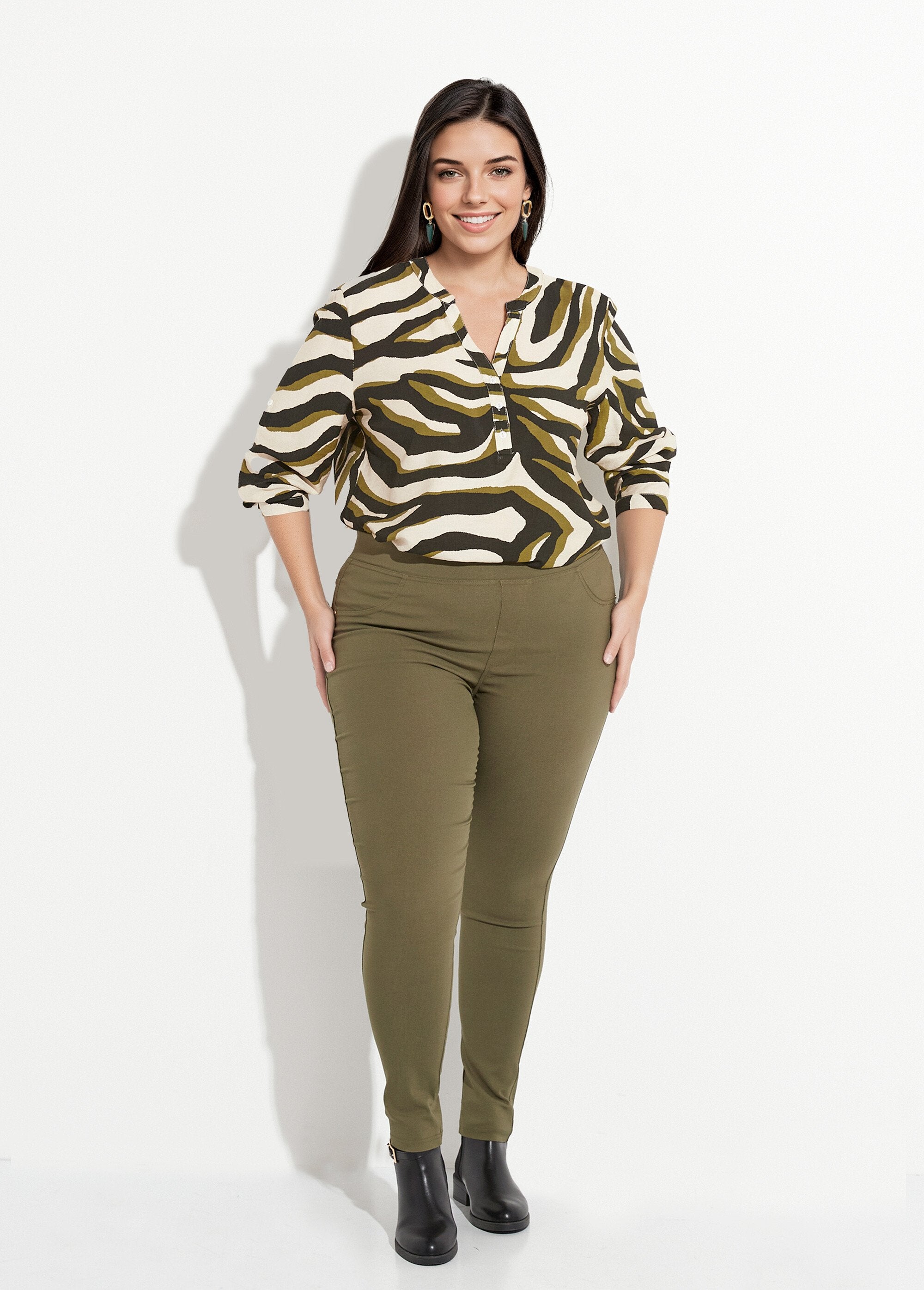 Pantalon_extensible_taille_élastiquée_Kaki_SF1_curvy