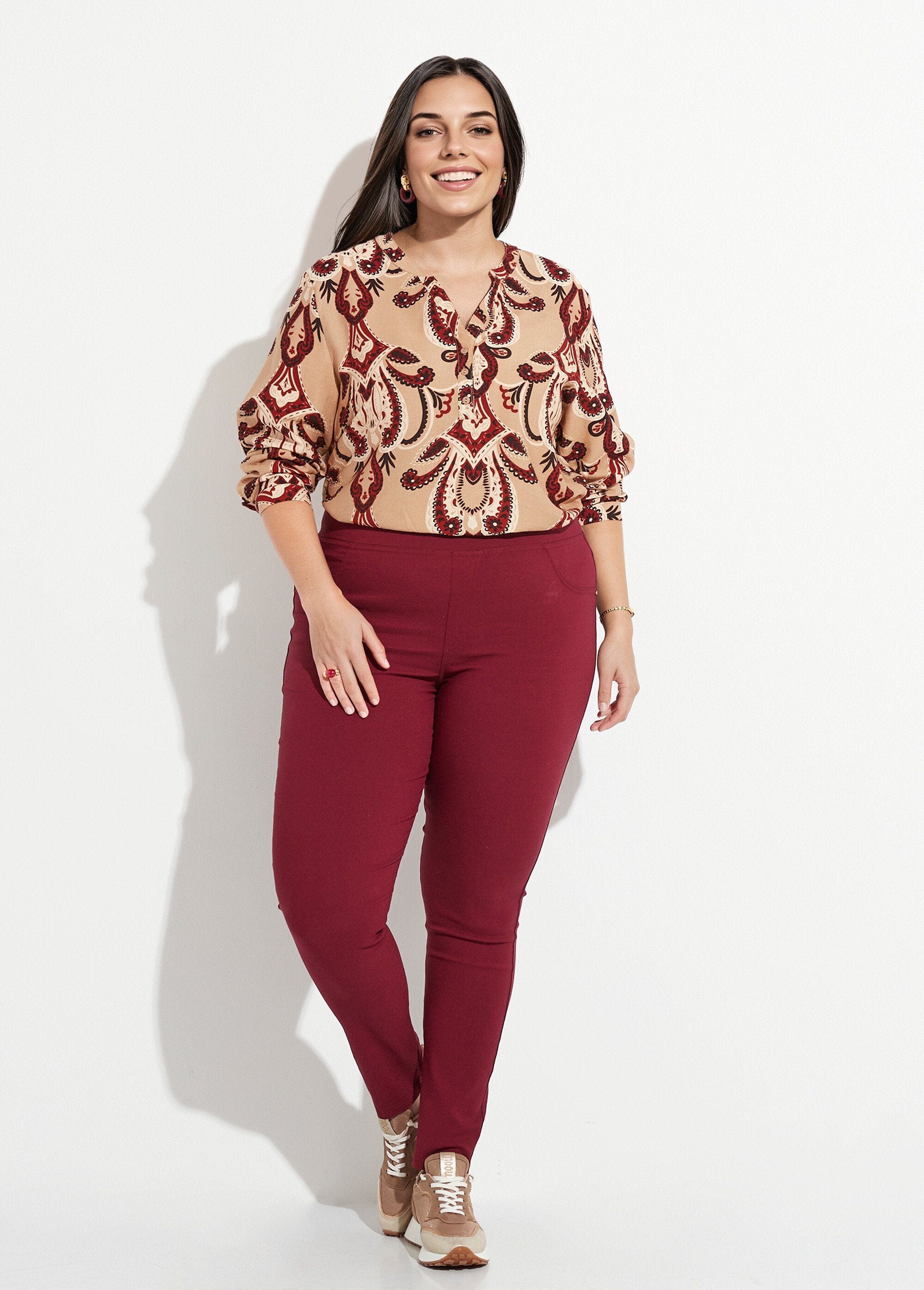 Pantalon_extensible_taille_élastiquée_Bordeaux_SF1_curvy