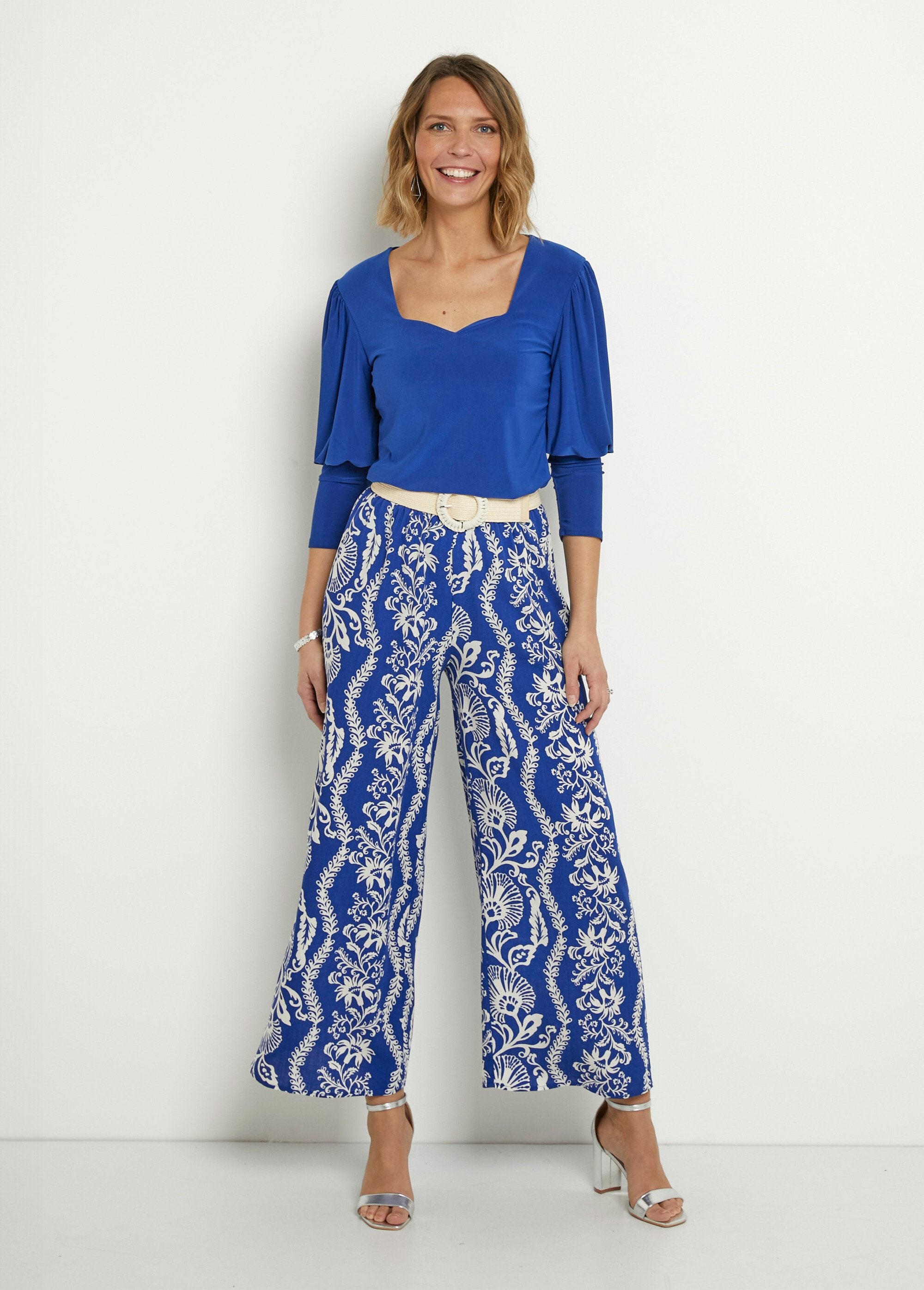 Pantalon_large_imprimé_feuillage_Bleu_et_ecru_SF1_slim