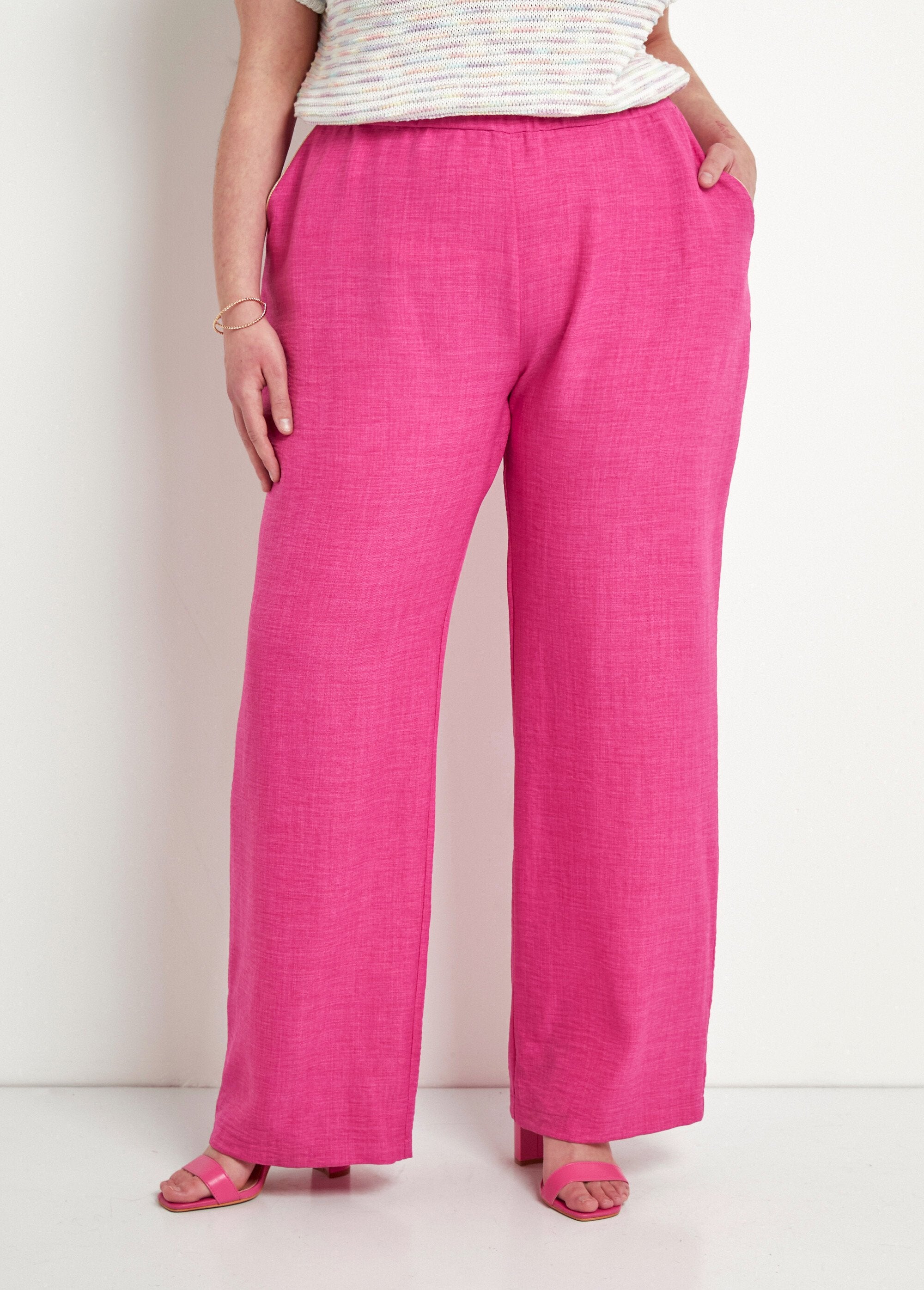 Pantalon_large_taille_élastiquée_aspect_lin_Rose_FA1_curvy