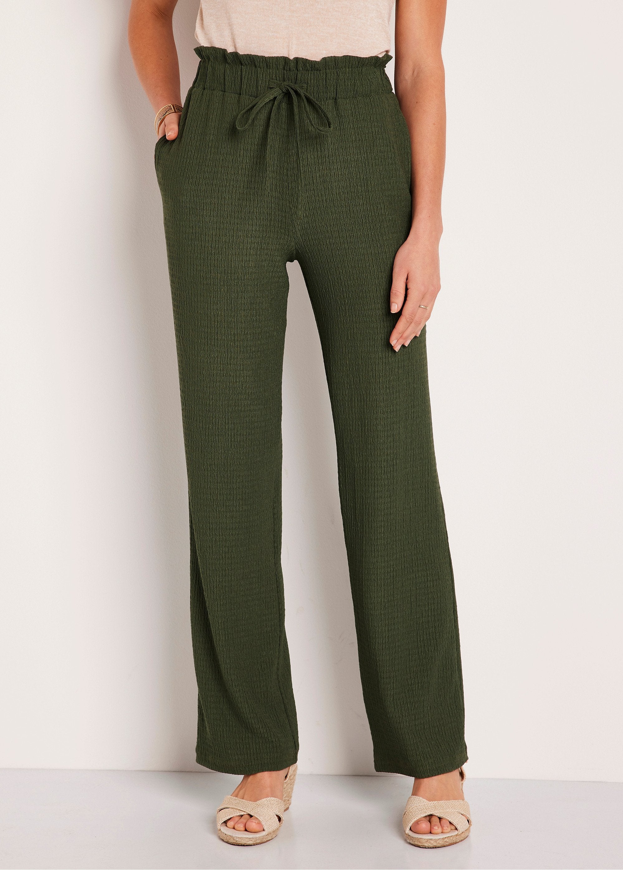 Pantalon_large_taille_élastiquée_maille_Vert_tilleul_FA2_slim