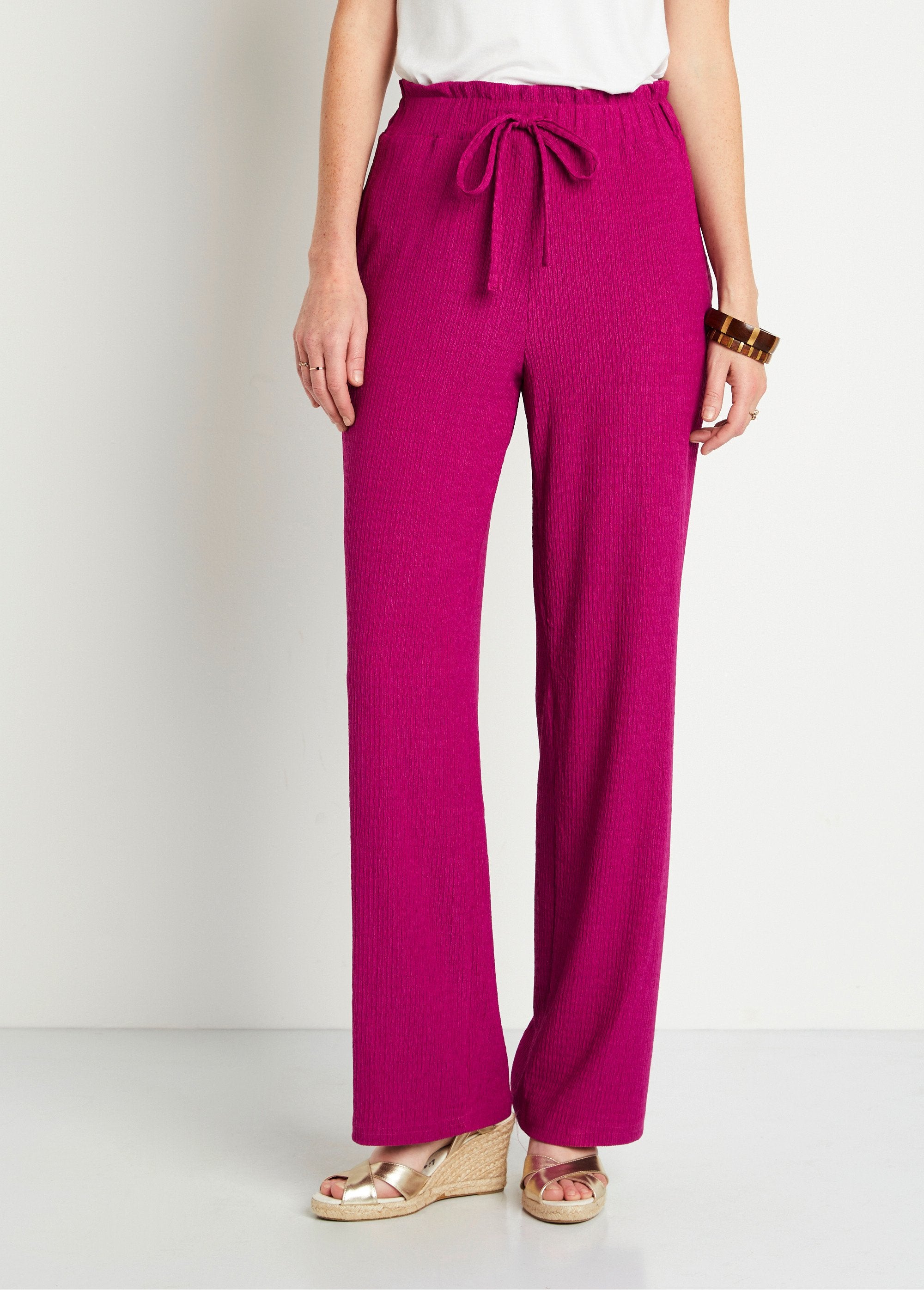 Pantalon_large_taille_élastiquée_maille_Fuchsia_FA1_slim