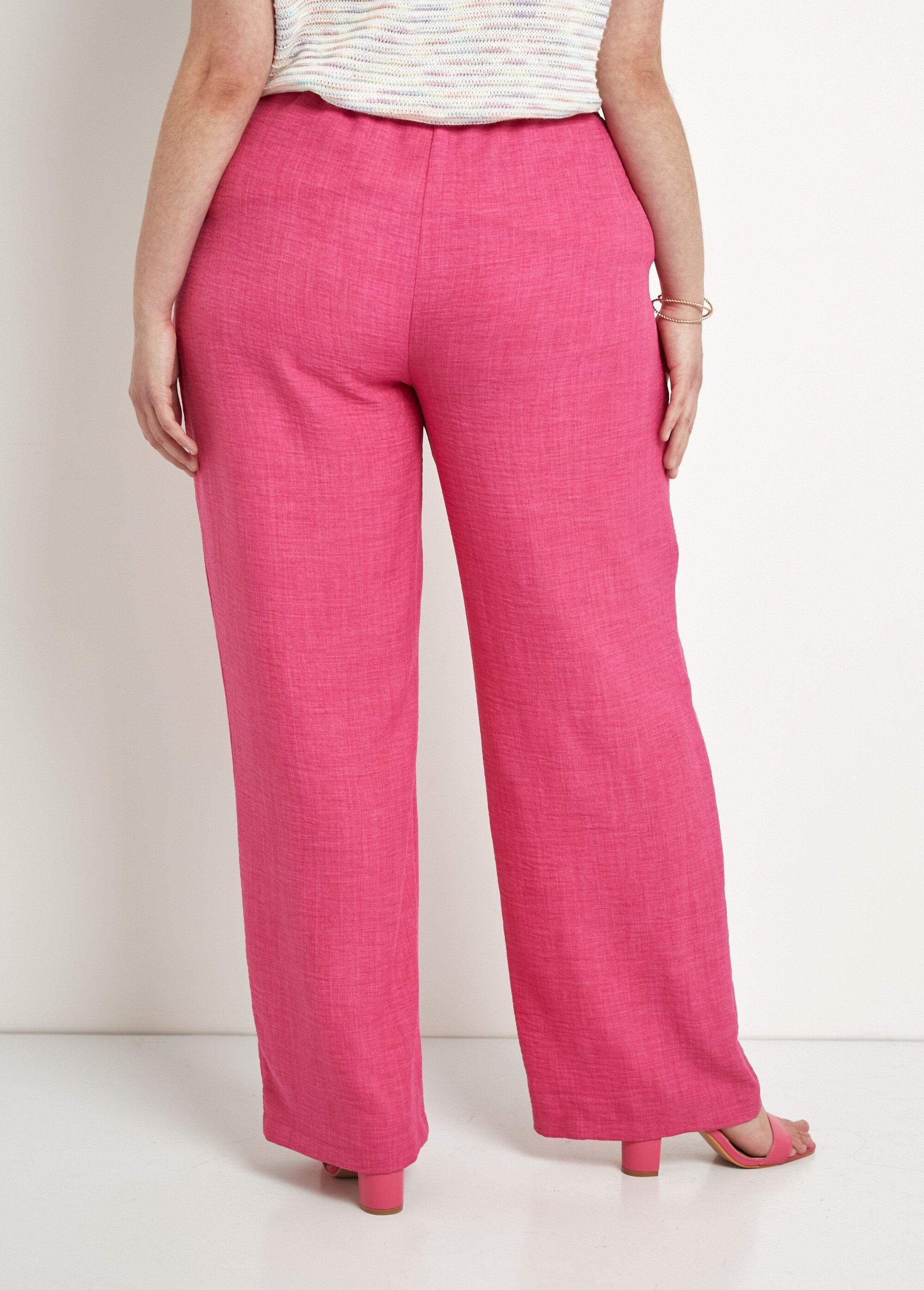 Pantalon_large_taille_semi_élastiquée_aspect_lin_Rose_DO1_curvy