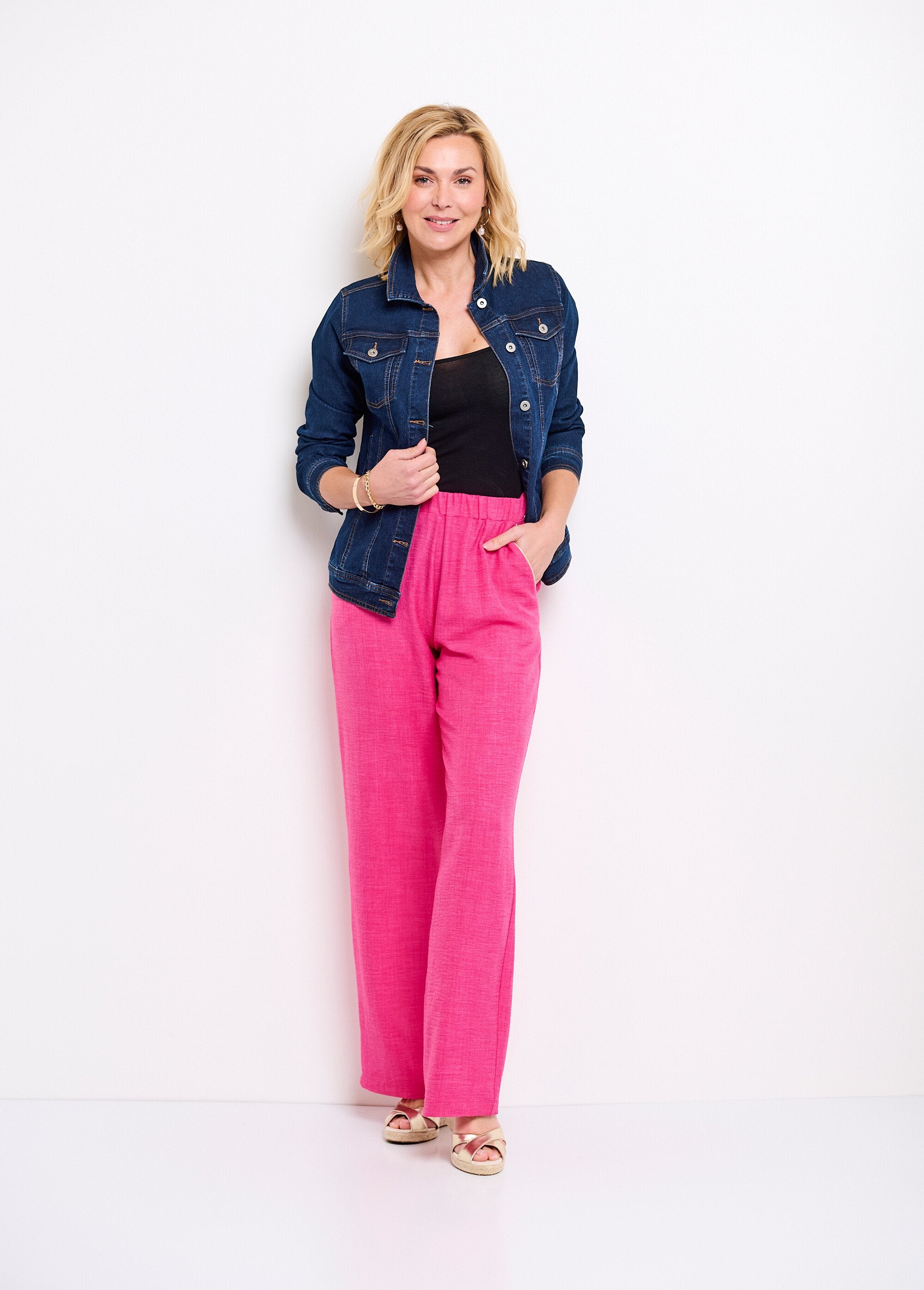 Pantalon_large_taille_semi_élastiquée_aspect_lin_Rose_SF1_slim