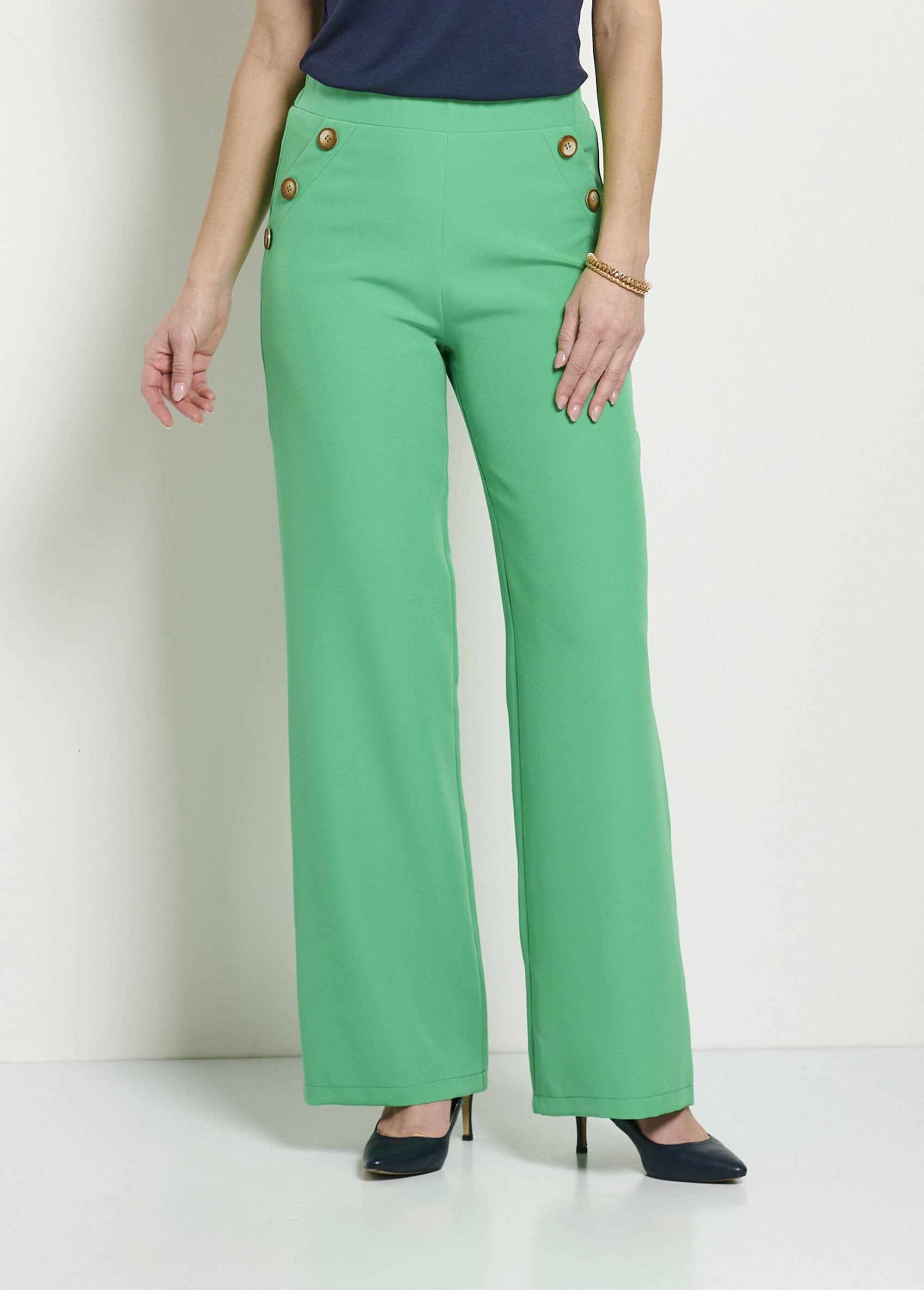 Pantalon_large_uni_taille_semi-élastiquée_Vert_FA1_slim