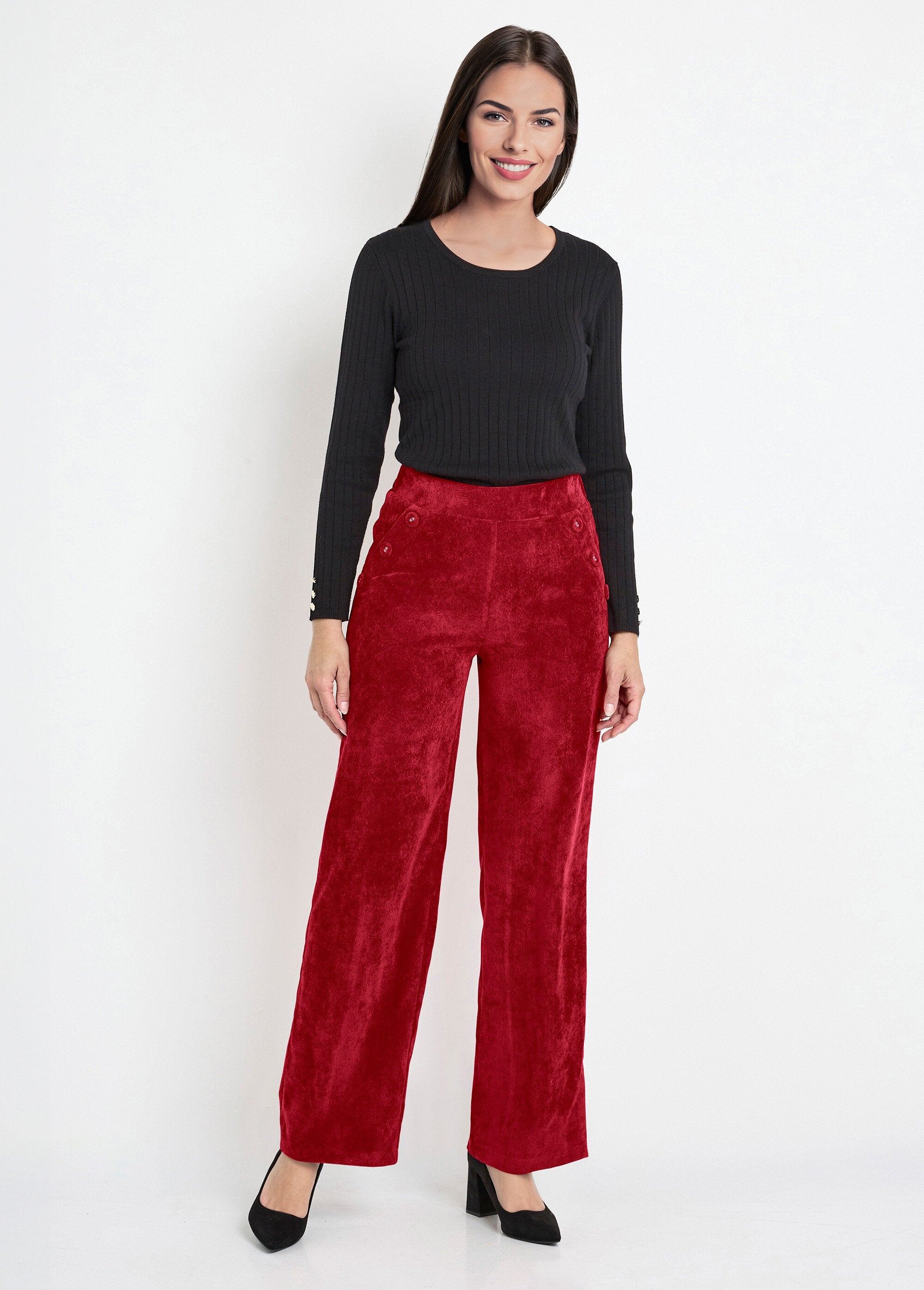 Pantalon_large_velours_milleraies_ceinture_semi-élastiquée_Cassis_SF1_slim