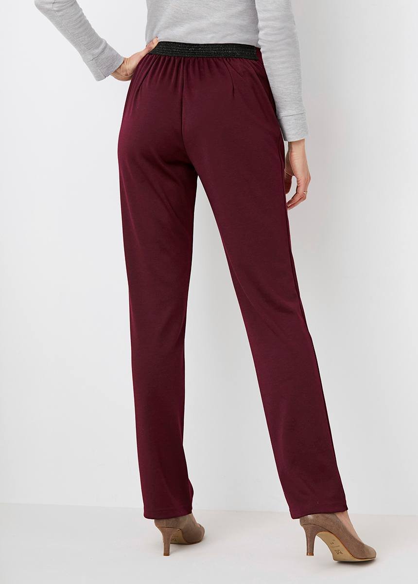 Pantalon_droit_taille_semi_élastiquée_Uni_prune_DO1_slim