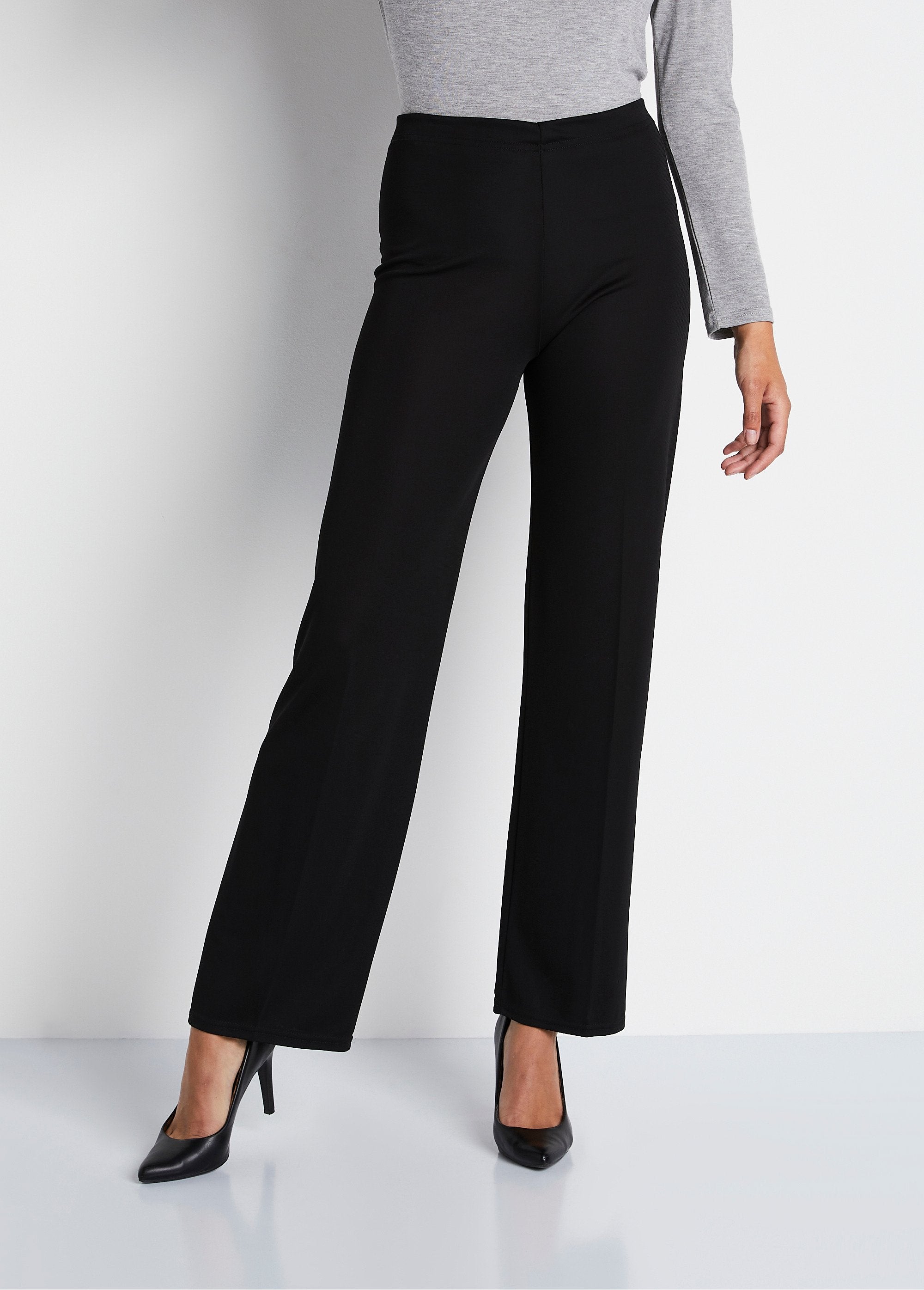 Pantalon_taille_élastiquée_fluide_évasé_Noir_FA1_slim