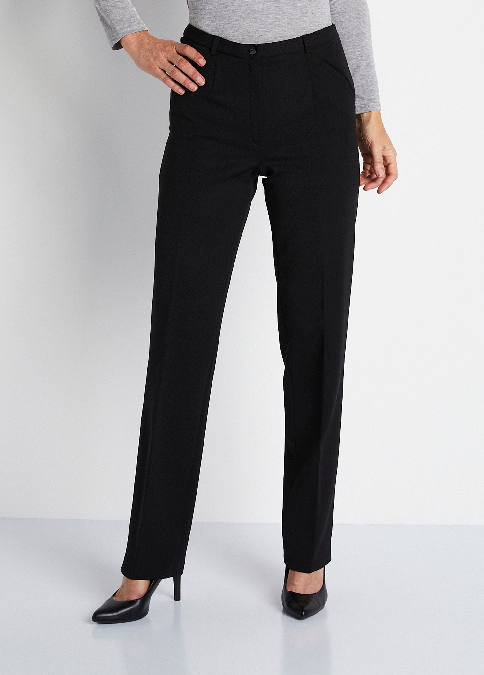 Pantalon_taille_semi-élastiquée_droit_Noir_FA1_slim