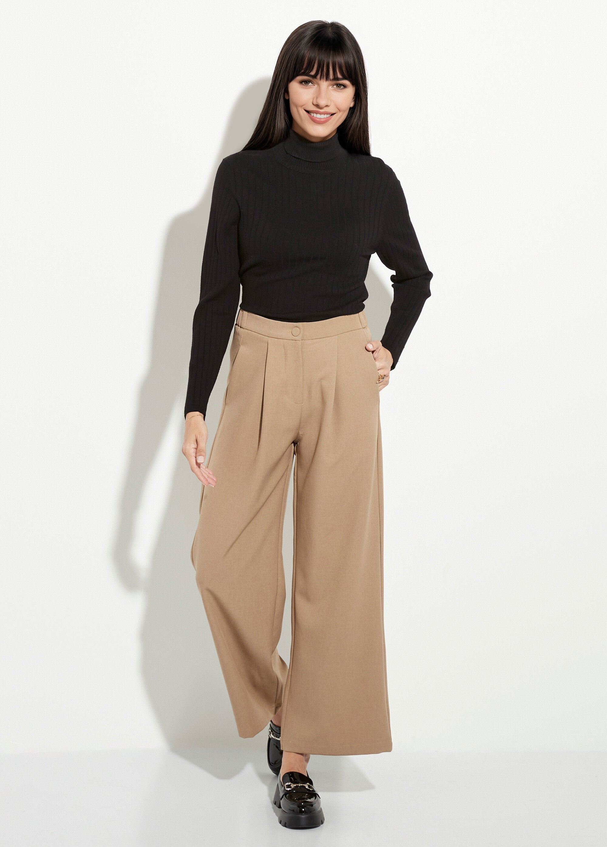 Pantalon_tailleur_fluide_élastiqué_Beige_SF1_slim