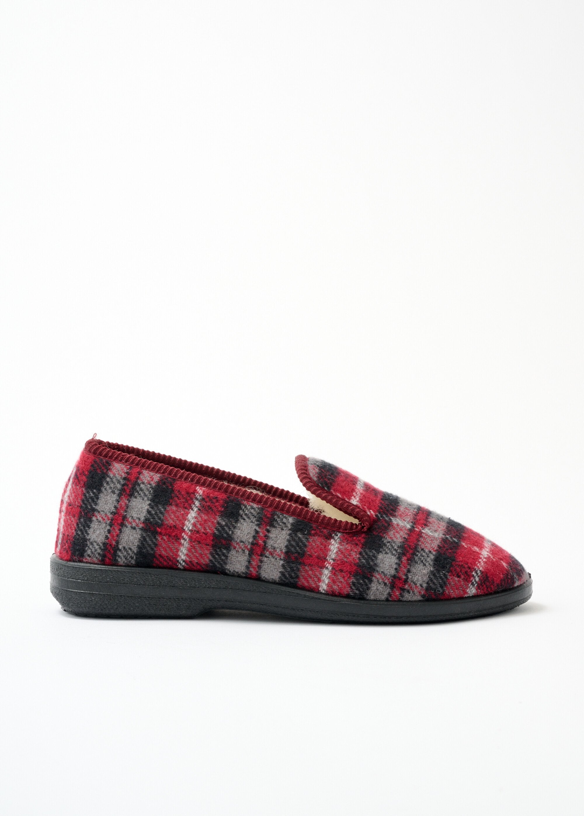 Chaussons_grande_largeur_fourrés_laine_mixtes_Ecossais_bordeaux_DR1_slim