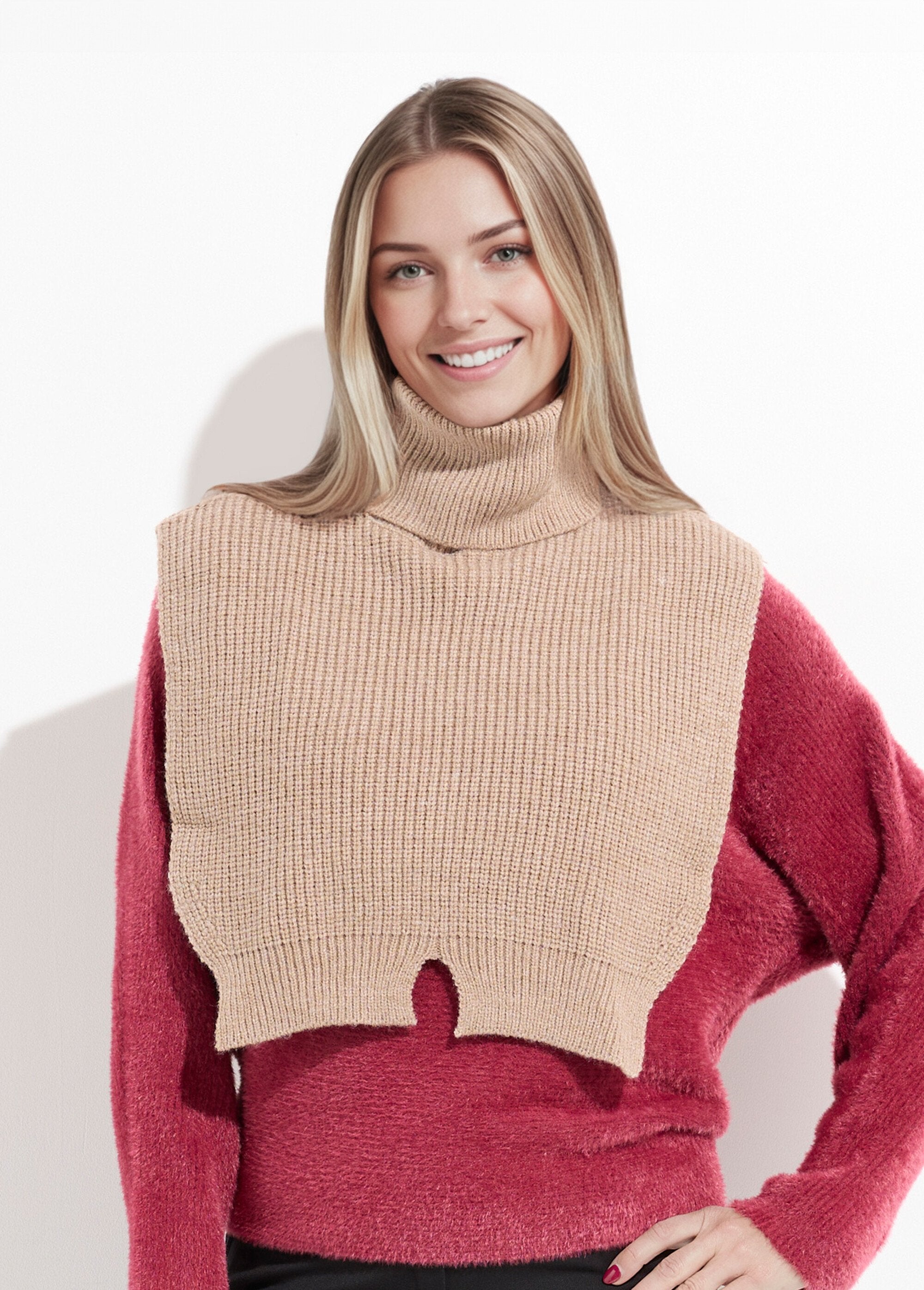 Plastron_chaud_col_roulé_en_maille_Taupe_FA1_slim