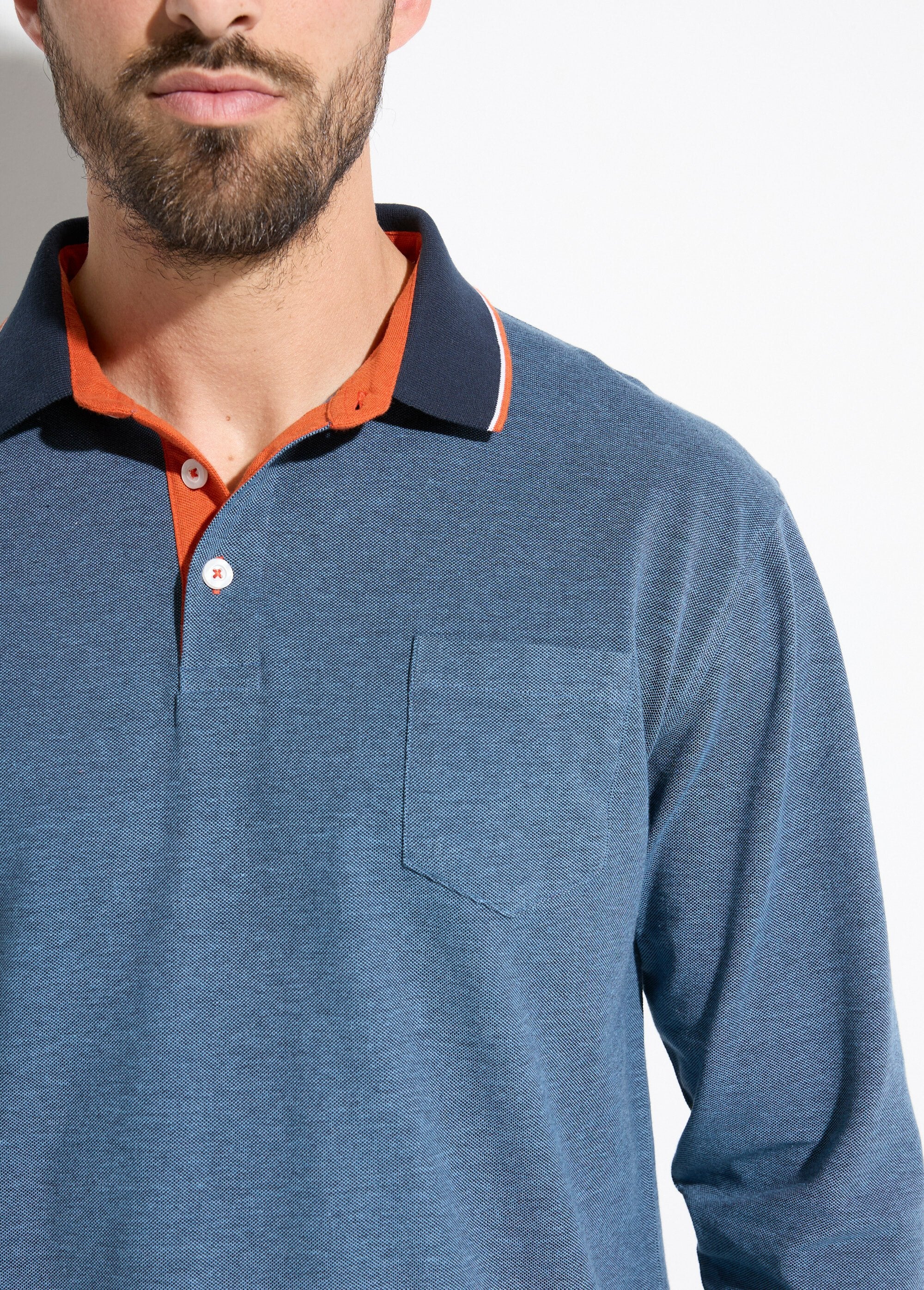 Katoenen_piqué_polo_met_lange_mouwen_Bleu_DE1_slim
