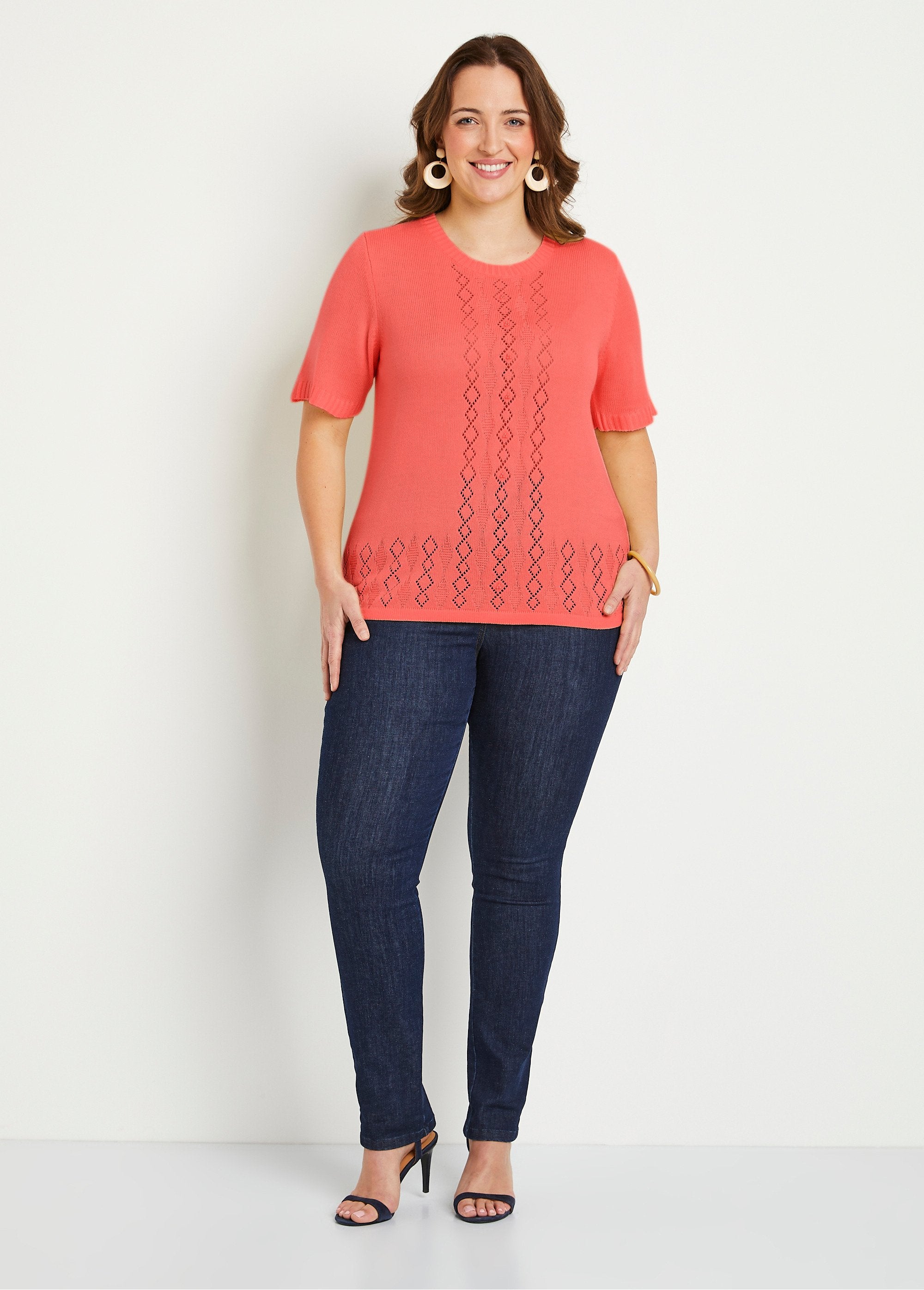 Pull_ajouré_perlé_manches_courtes_Corail_SF1_curvy