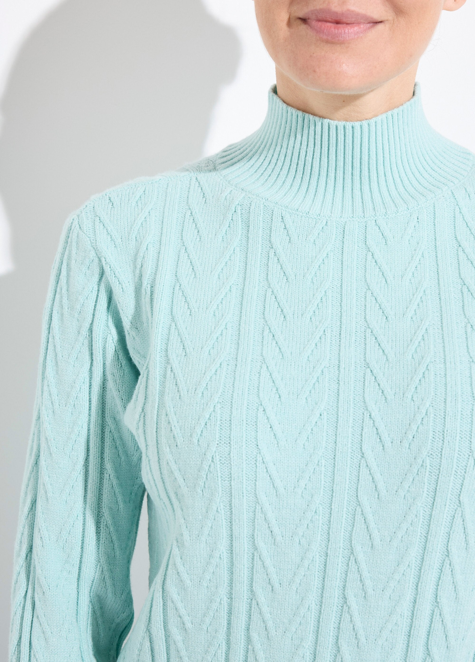 Pull_chaud_col_montant_côtelé_et_torsadé_Vert_DE1_slim