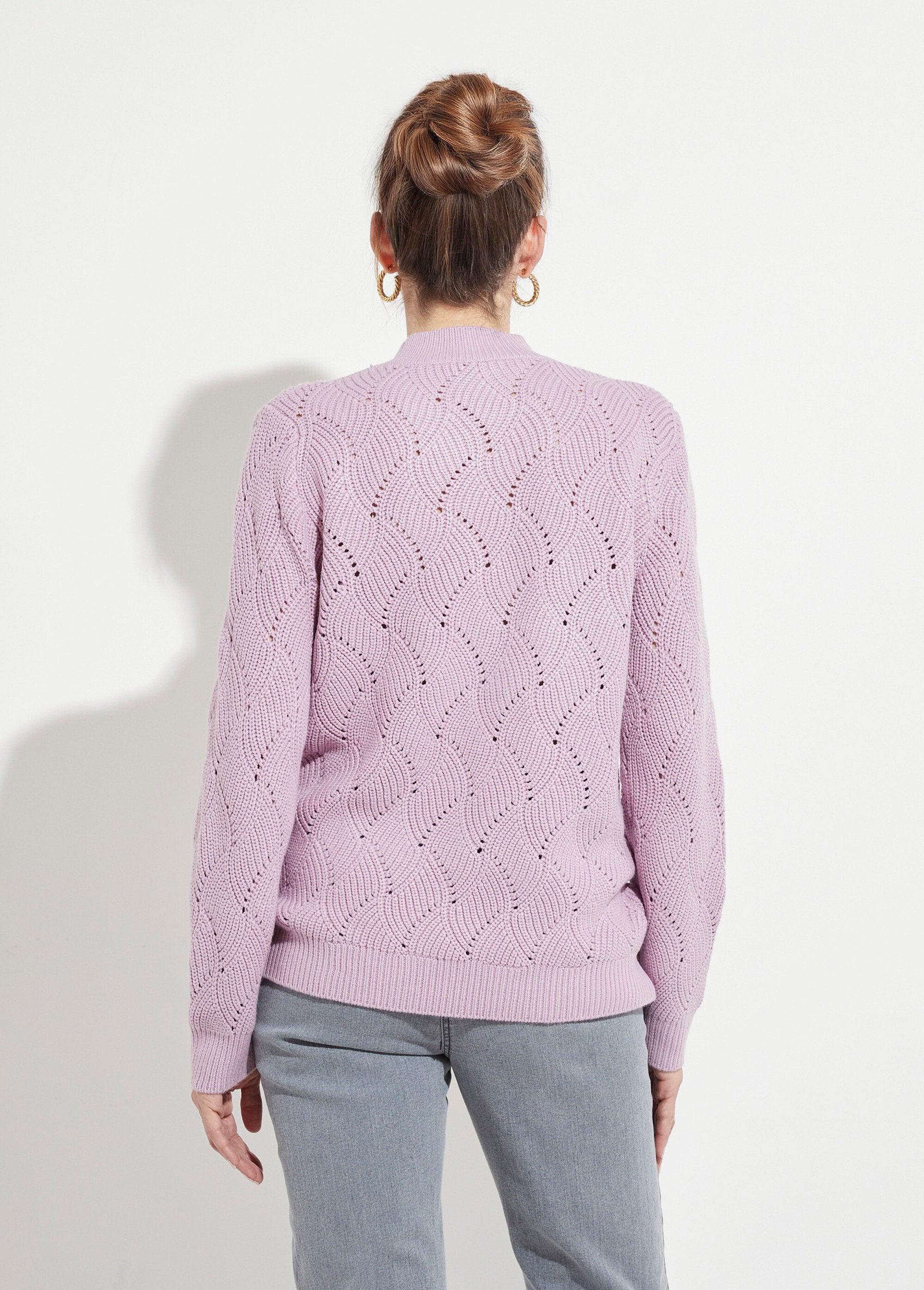 Pull_chaud_col_montant_maille_ajourée_épaisse_Lilas_DO1_slim
