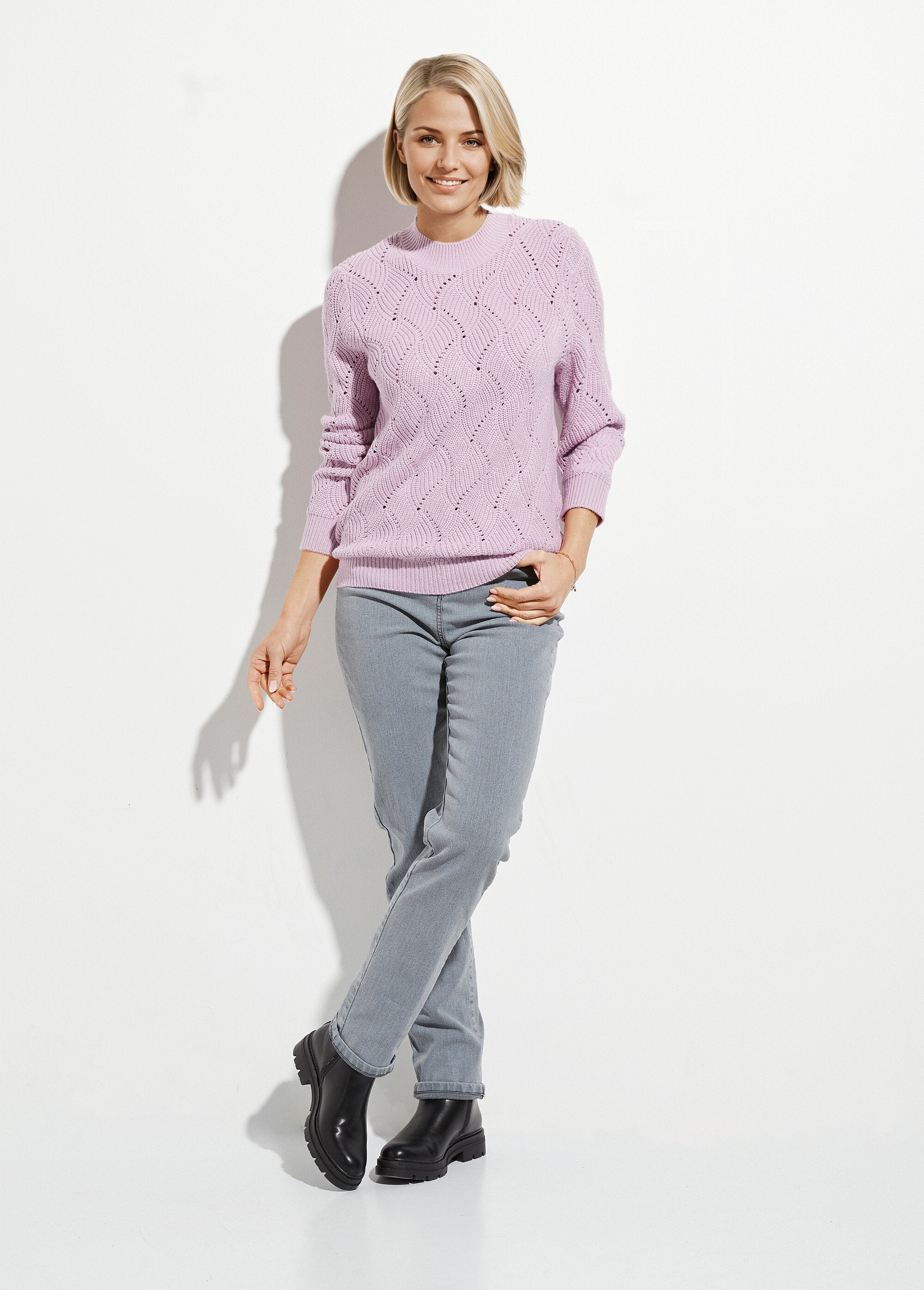 Pull_chaud_col_montant_maille_ajourée_épaisse_Lilas_SF1_slim