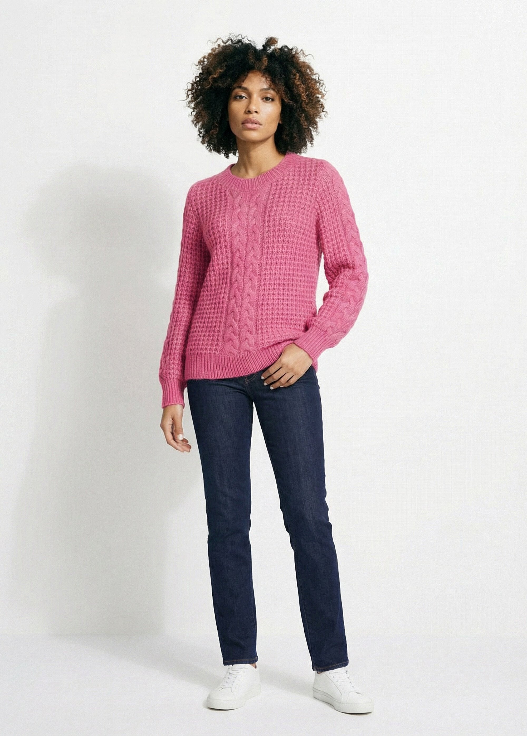 Pull_chaud_col_rond_maille_moelleuse_fantaisie_Framboise_SF1_slim