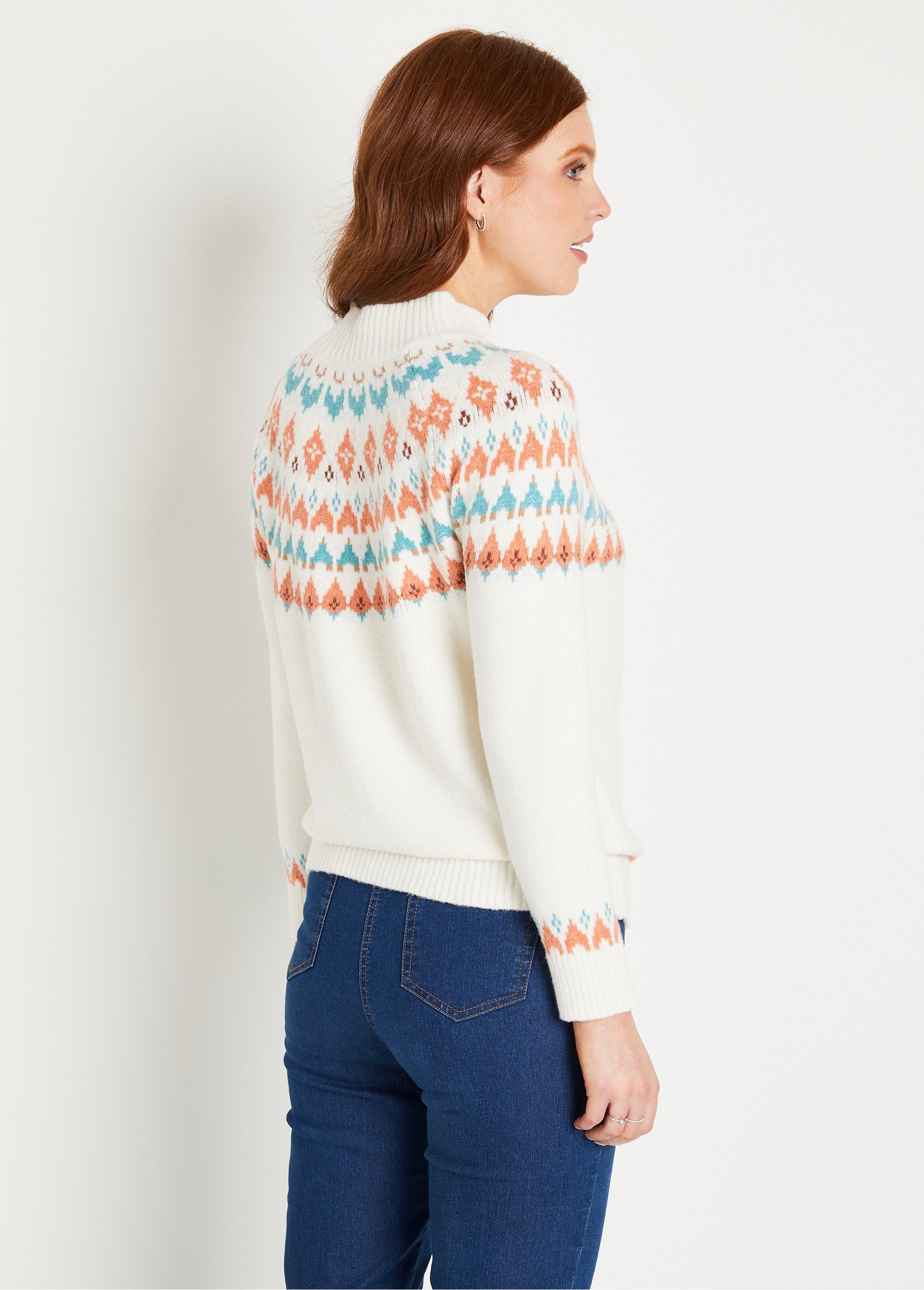 Pull_chaud_court_col_montant_jacquard_soleil_Ecru_et_aqua_DO1_slim