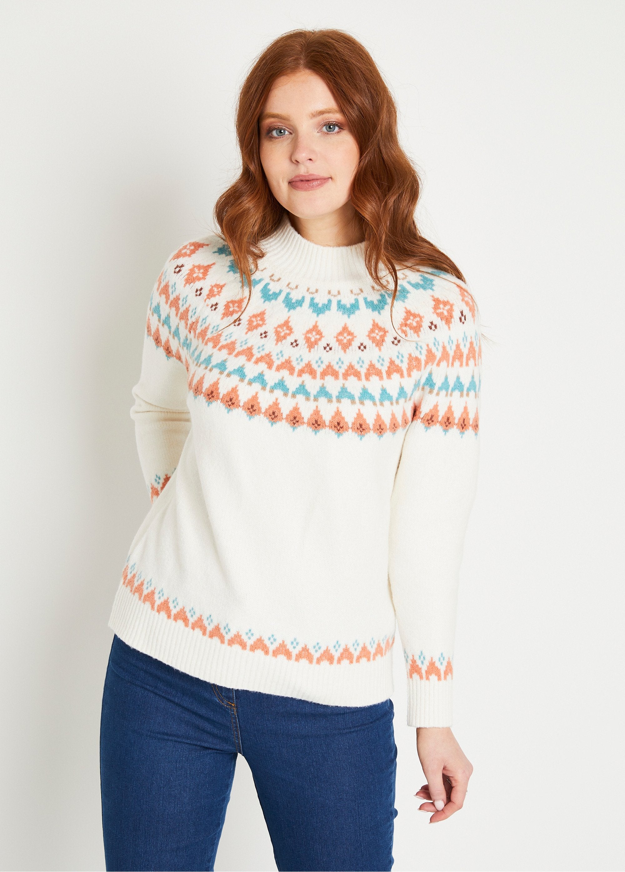 Pull_chaud_court_col_montant_jacquard_soleil_Ecru_et_aqua_FA1_slim