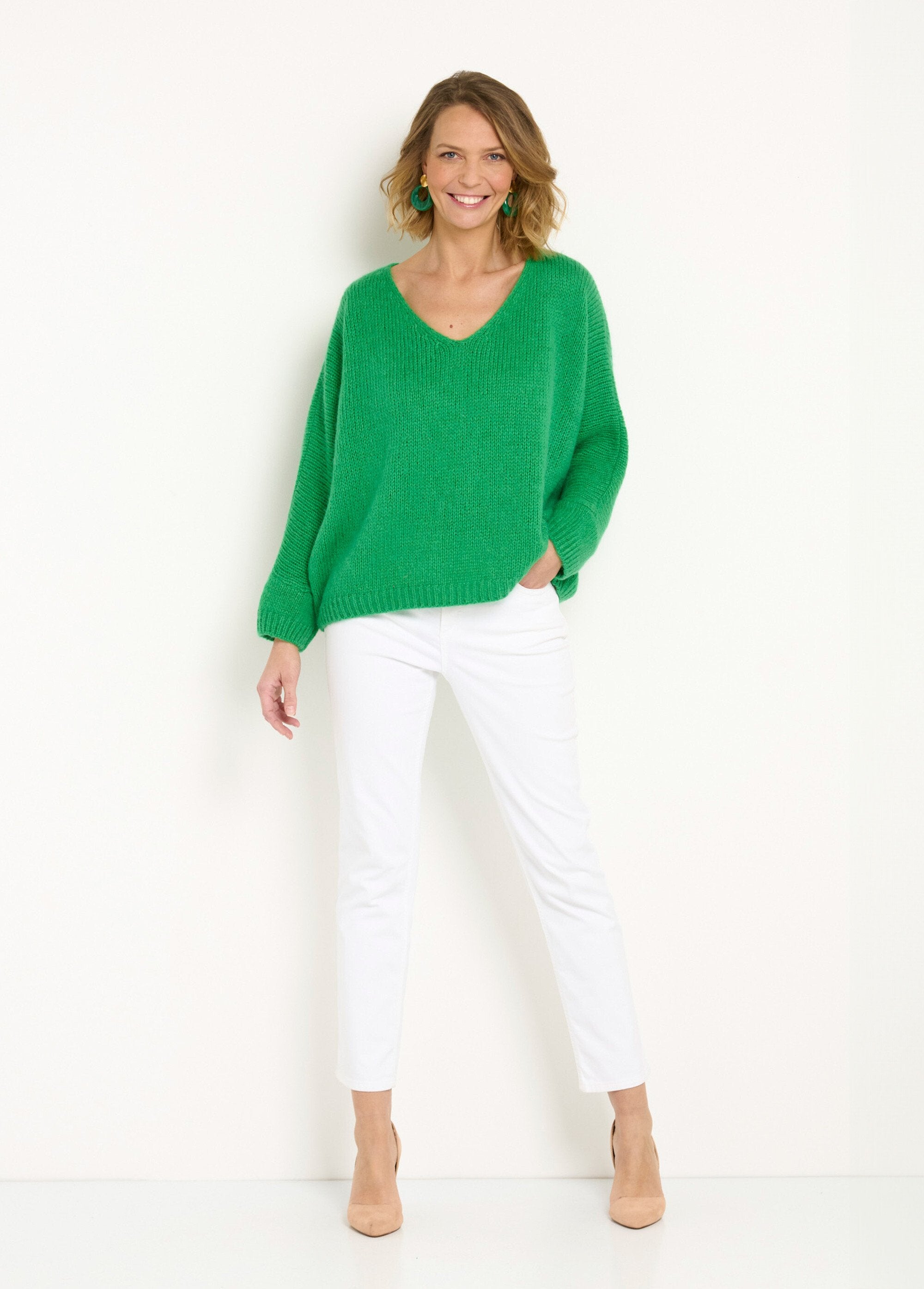 Pull_chaud_laine_mohair_col_V_emmanchures_descendues_Vert_SF1_slim