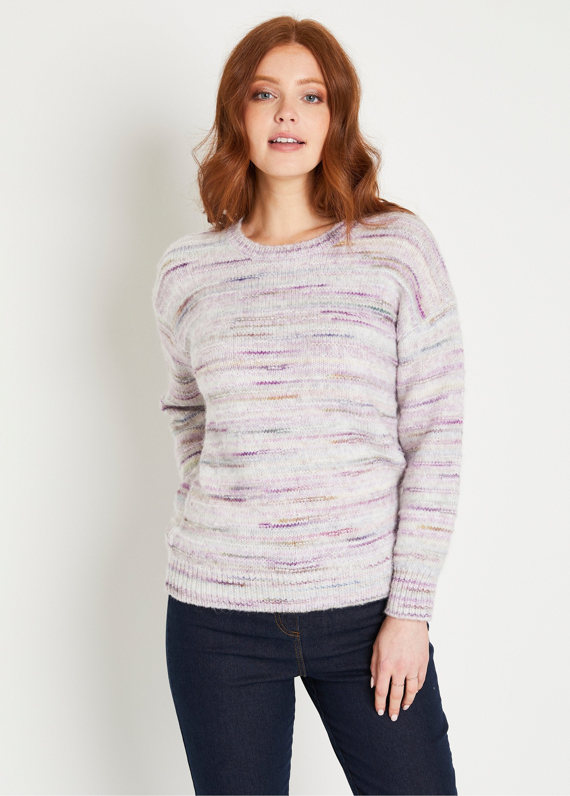 Pull_chaud_mouliné_col_rond_avec_laine_Lilas_et_ecru_FA1_slim