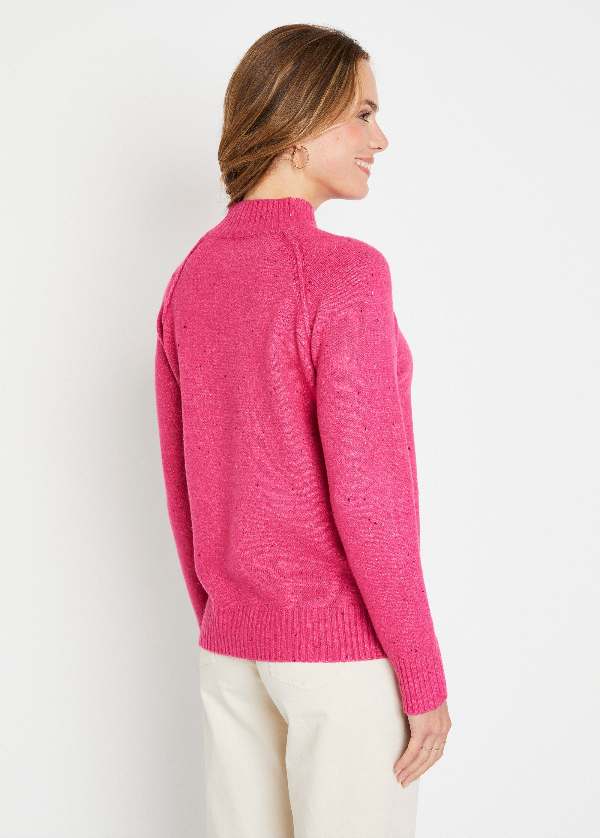 Pull_chaud_raglan_col_montant_moucheté_Fuchsia_DO1_slim