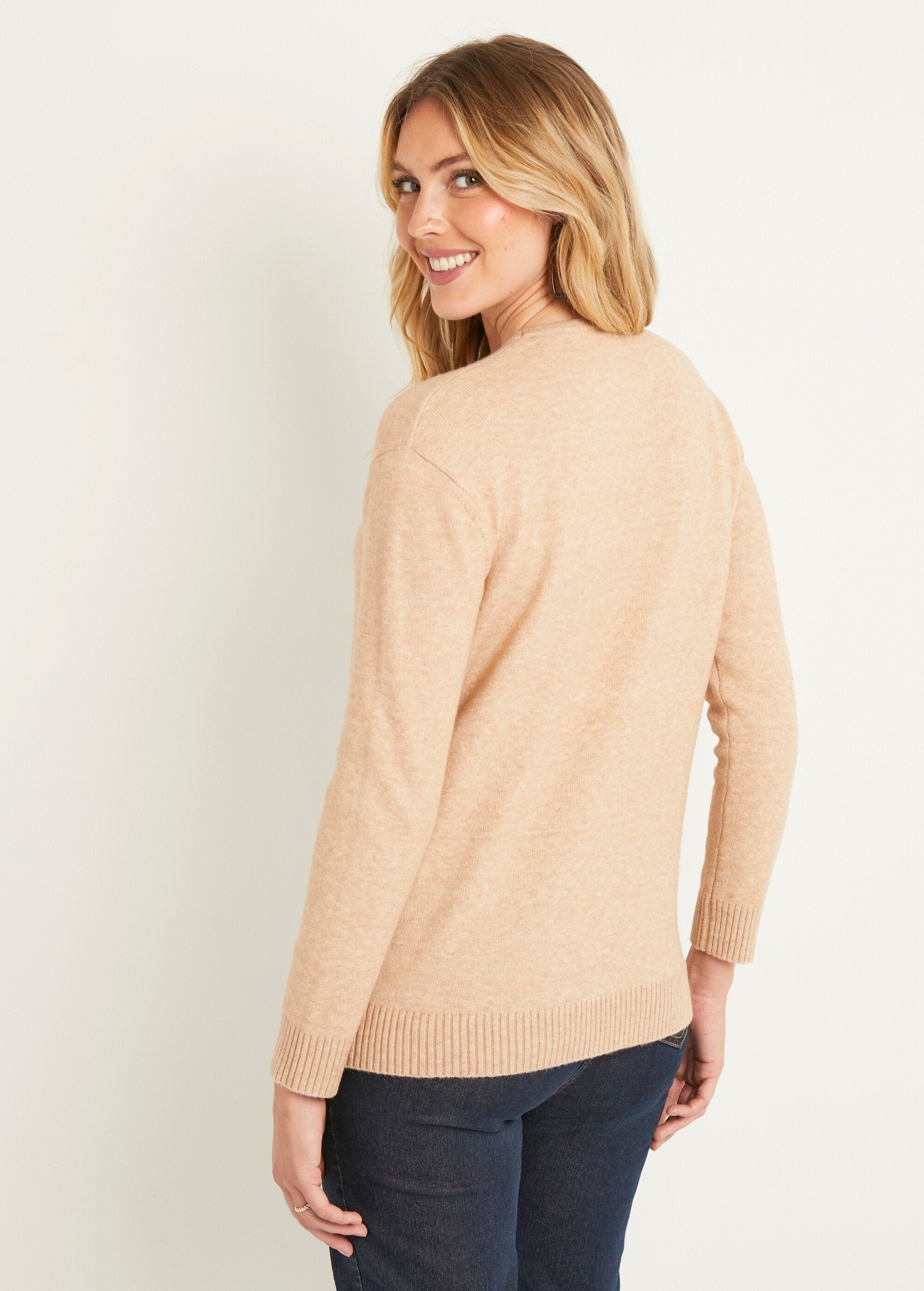 Pull_chiné_court_col_rond_avec_laine_Sable_DO1_slim