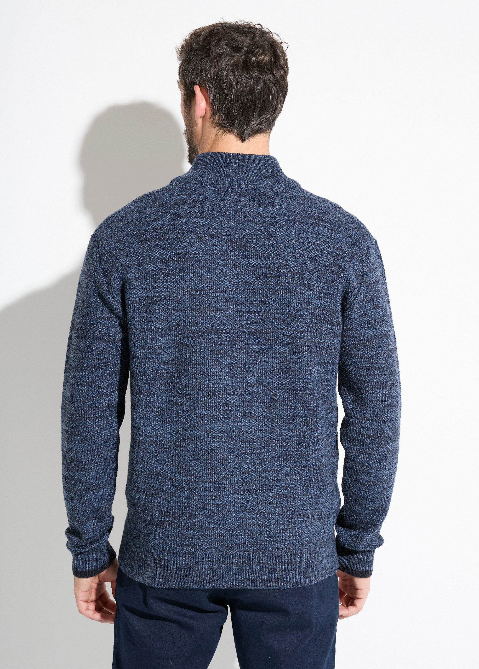 Pull_col_montant_zippé_maille_chinée_laine_Bleu_DO1_slim