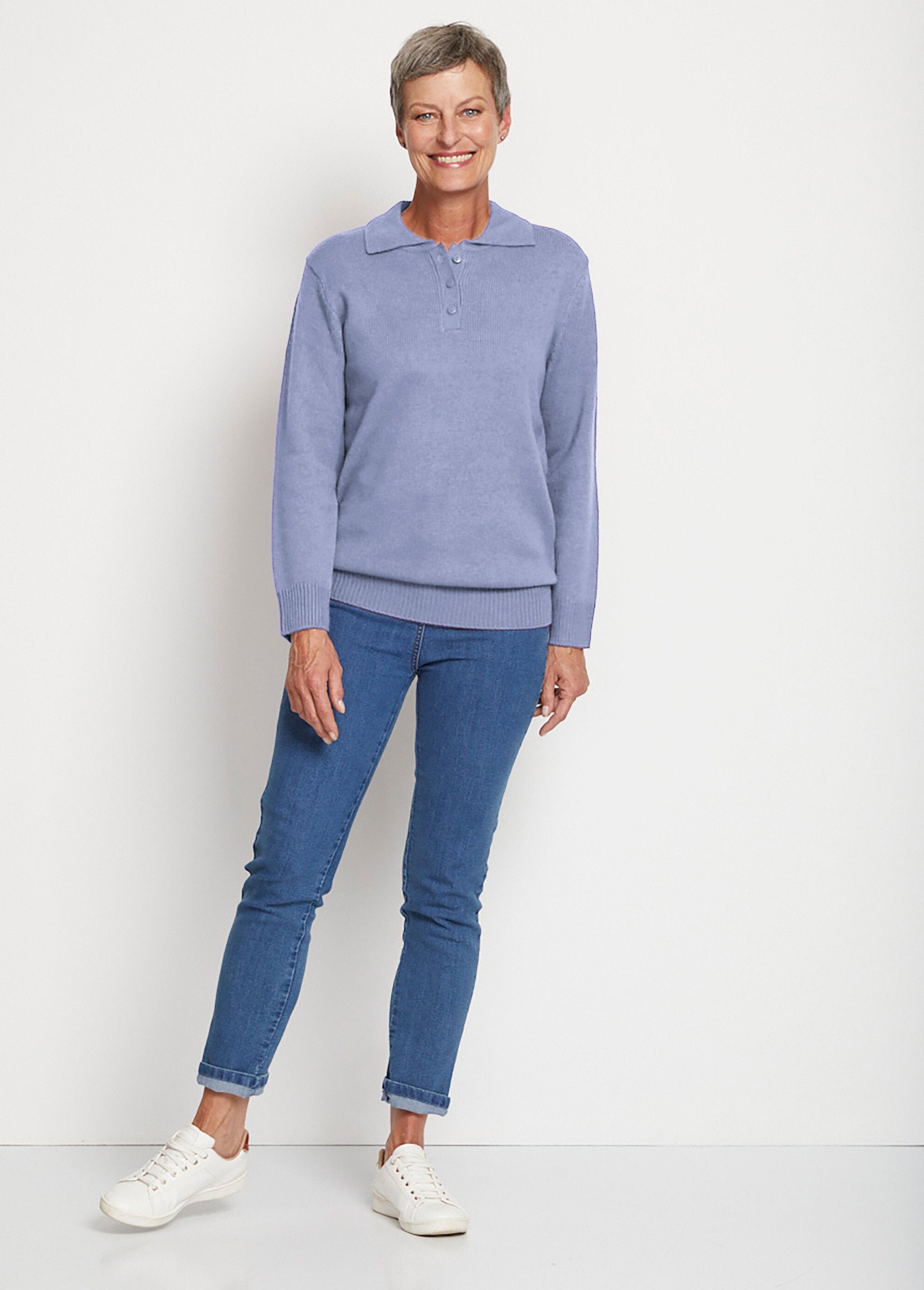 Pull_col_polo_maille_épaisse_Bleu_SF1_slim