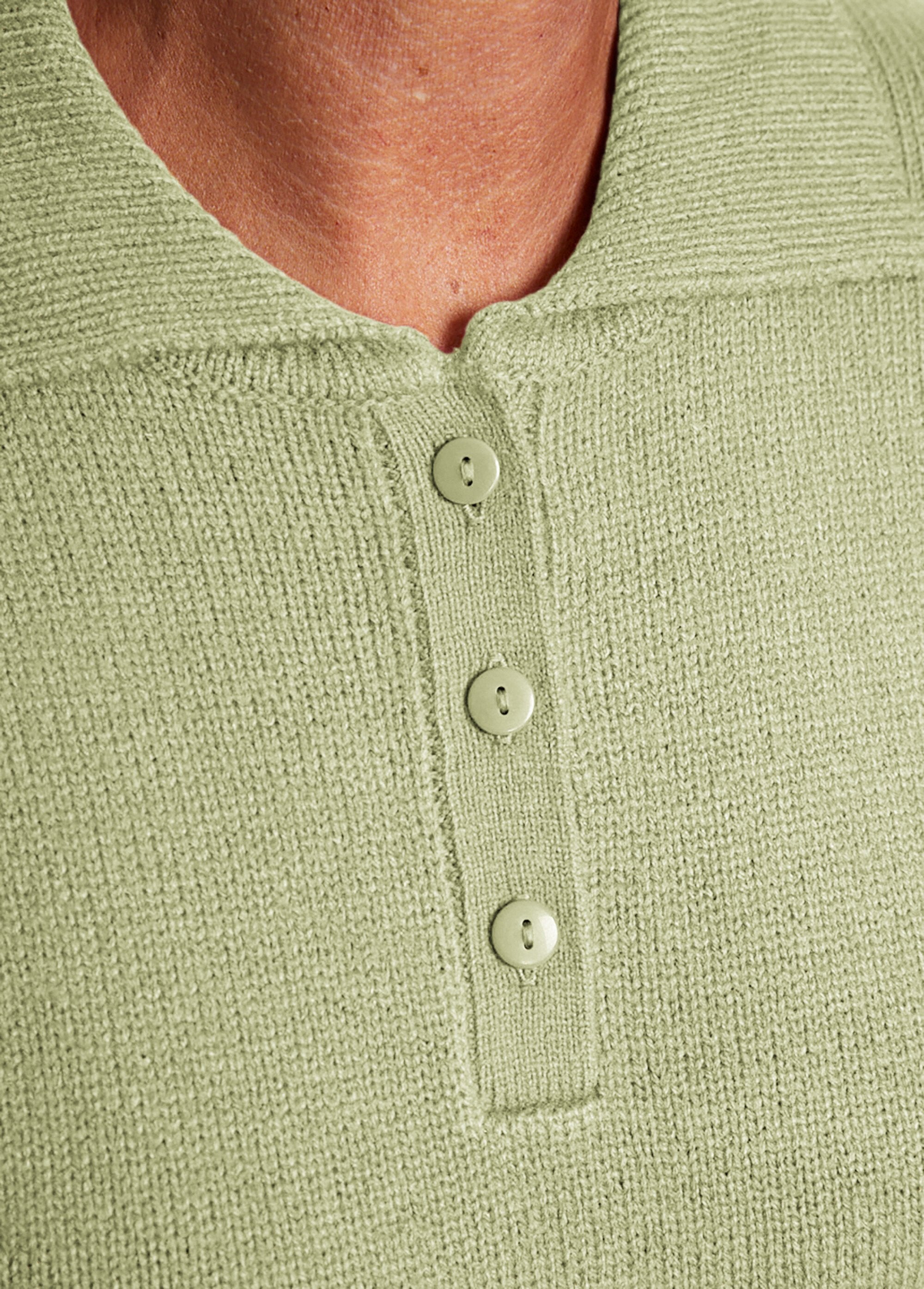 Pull_col_polo_maille_épaisse_Vert_tilleul_DE2_slim