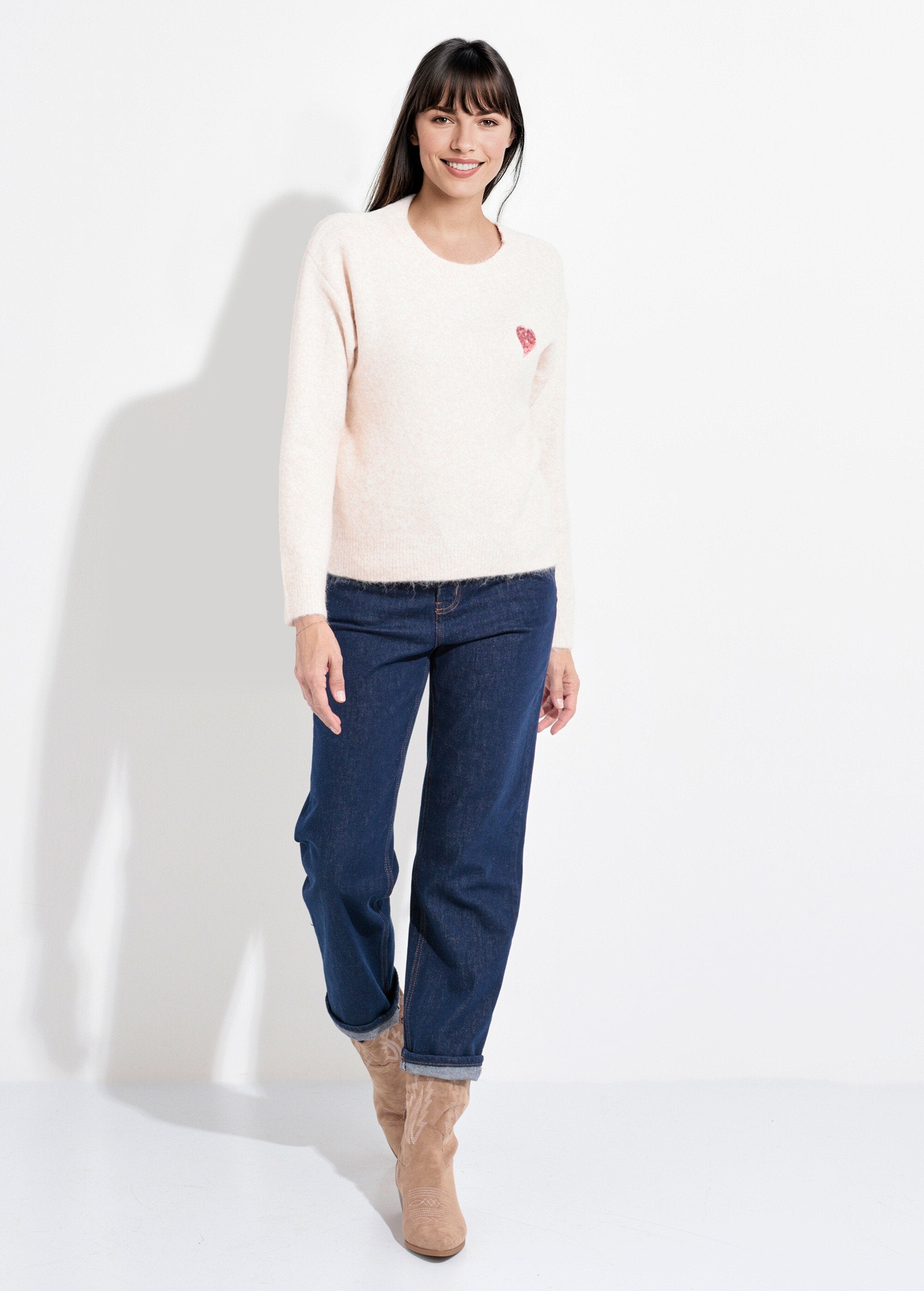 Pull_col_rond_détail_motif_sequins_Beige_clair_SF1_slim