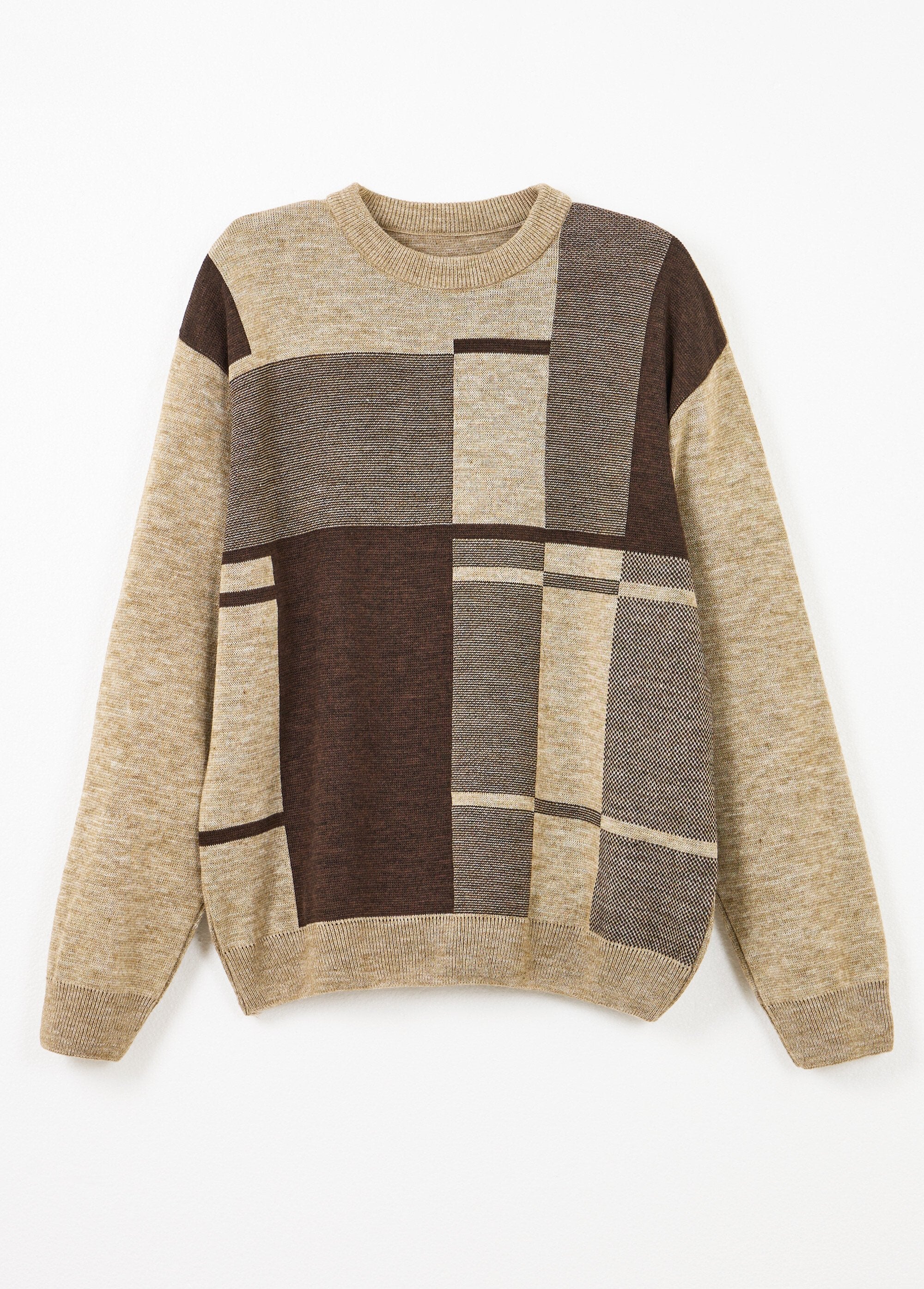 Pull_col_rond_jacquard_manches_longues_laine_Beige_AP1_slim