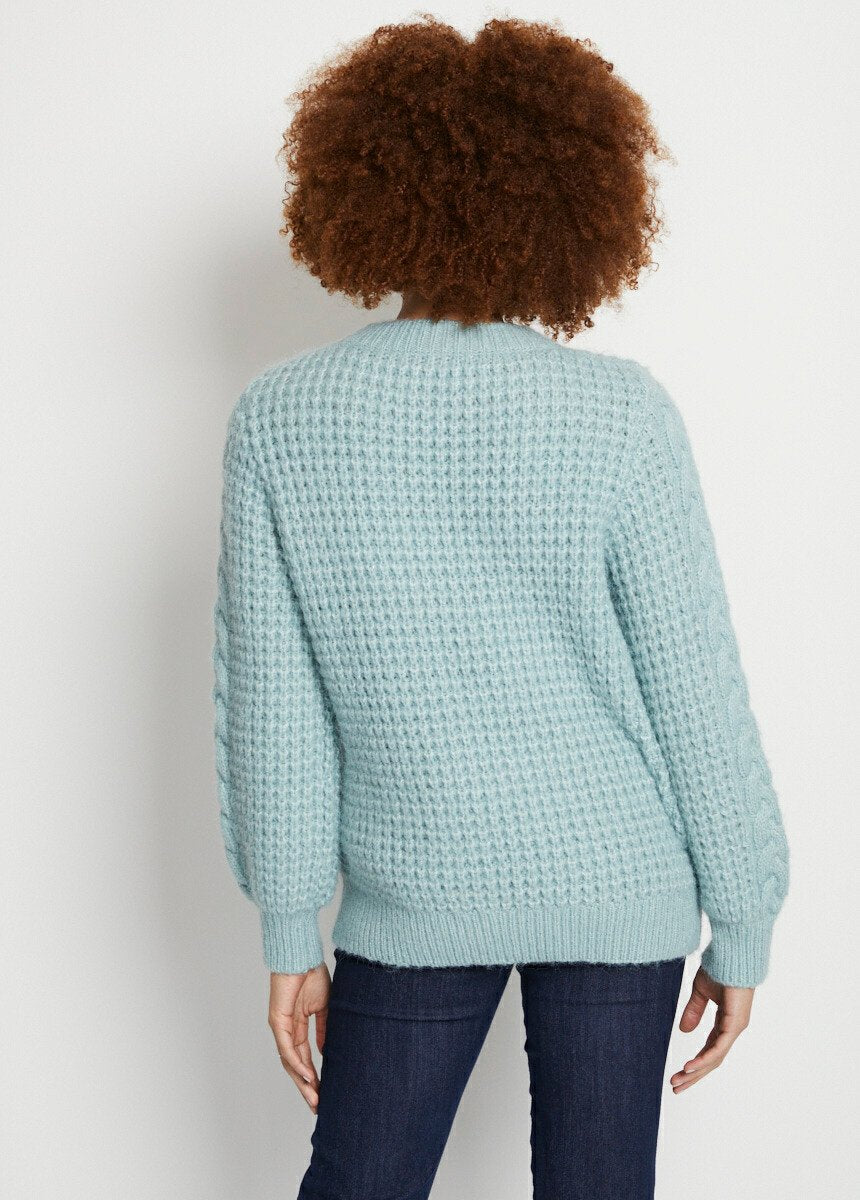 Pull_chaud_col_rond_maille_moelleuse_fantaisie_Vert_DO1_slim