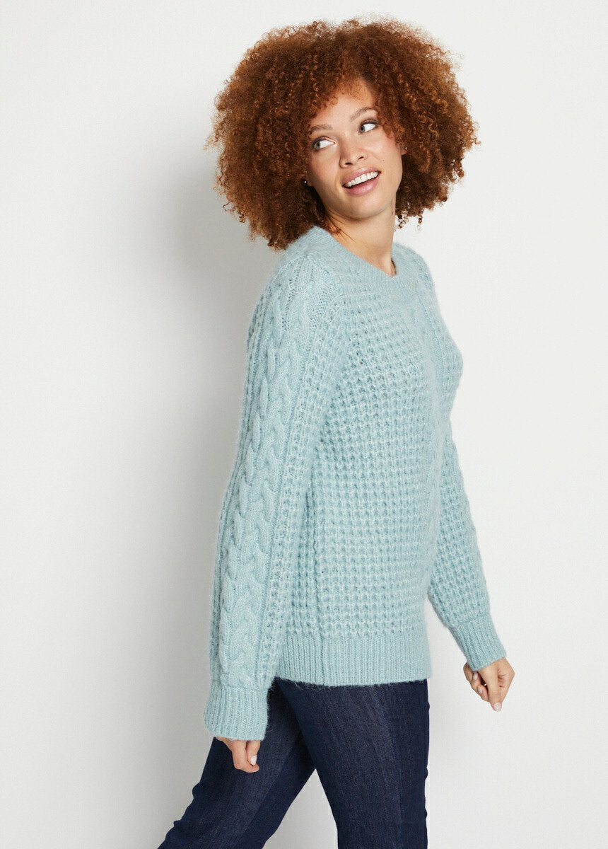 Pull_chaud_col_rond_maille_moelleuse_fantaisie_Vert_DR1_slim