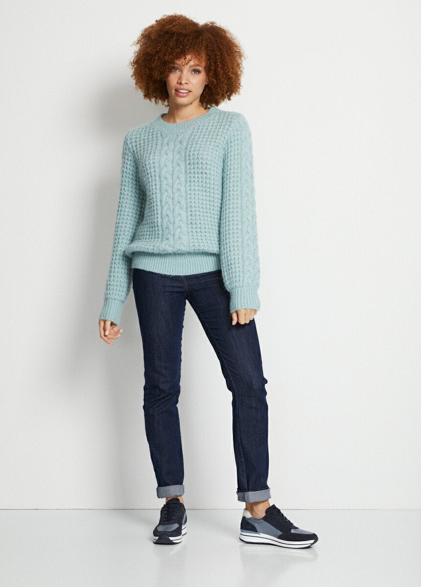 Pull_chaud_col_rond_maille_moelleuse_fantaisie_Vert_SF1_slim