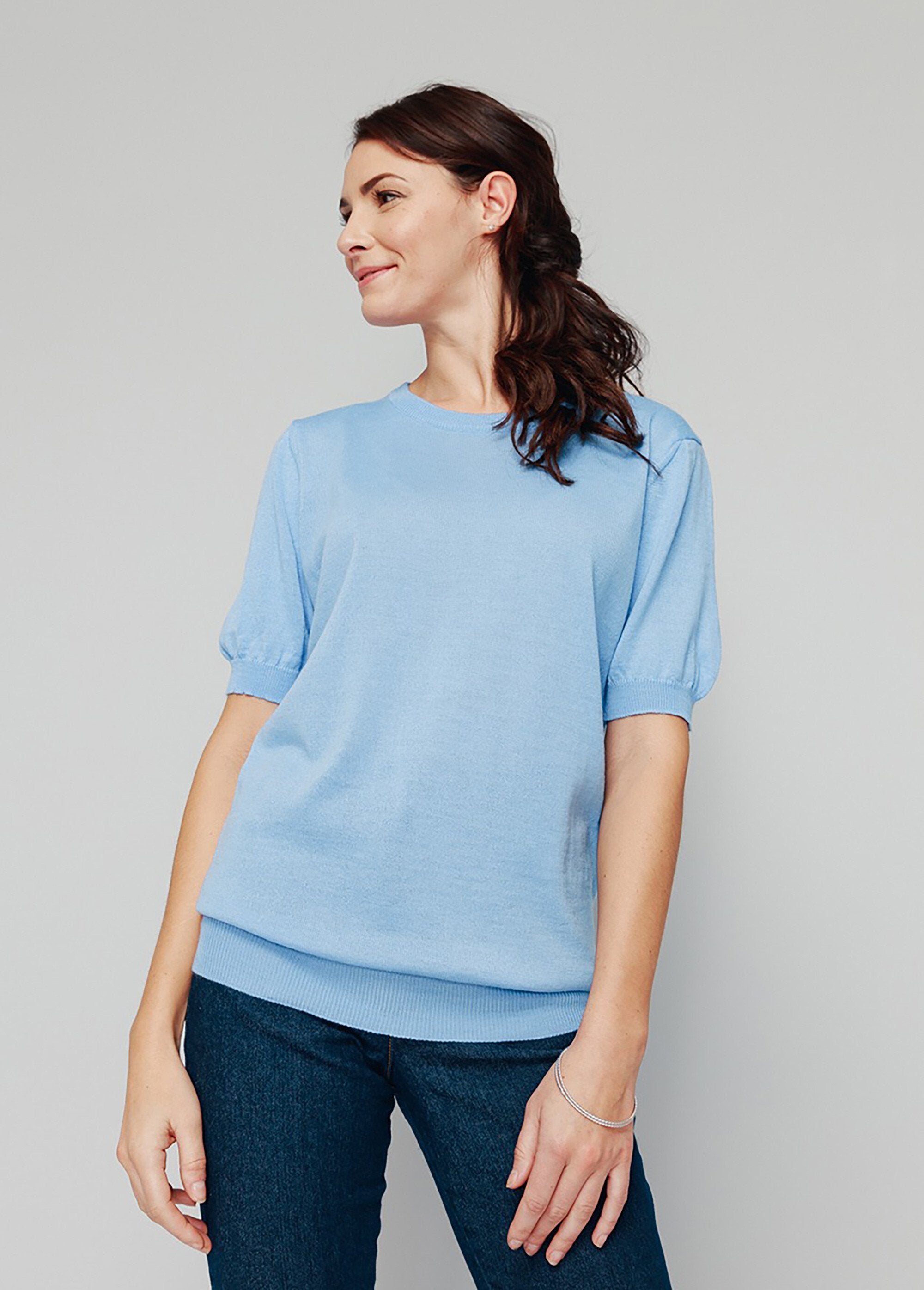 Pull_laine_mérinos_manches_courtes_Bleu_nuage_FA1_slim