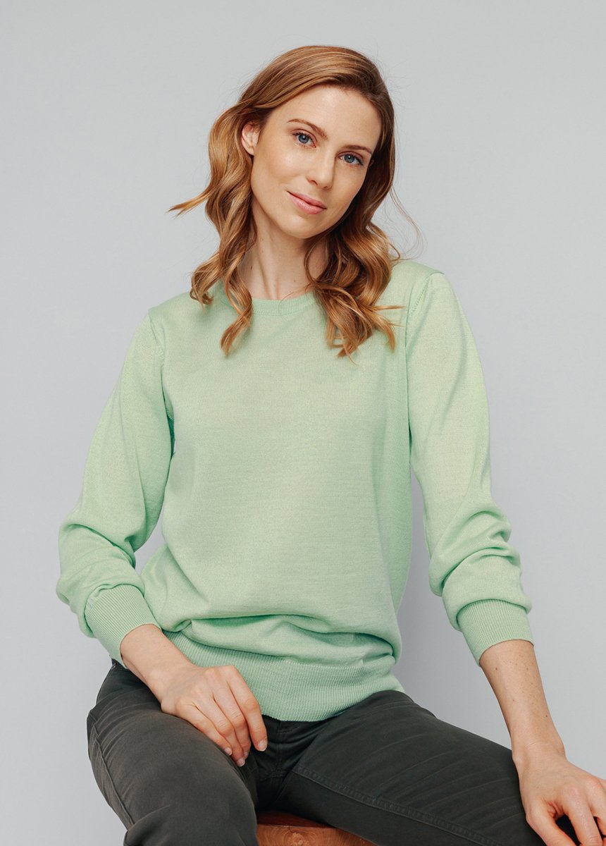 Pull_col_rond_manches_longues_laine_mérinos_Vert_nil_FA1_slim