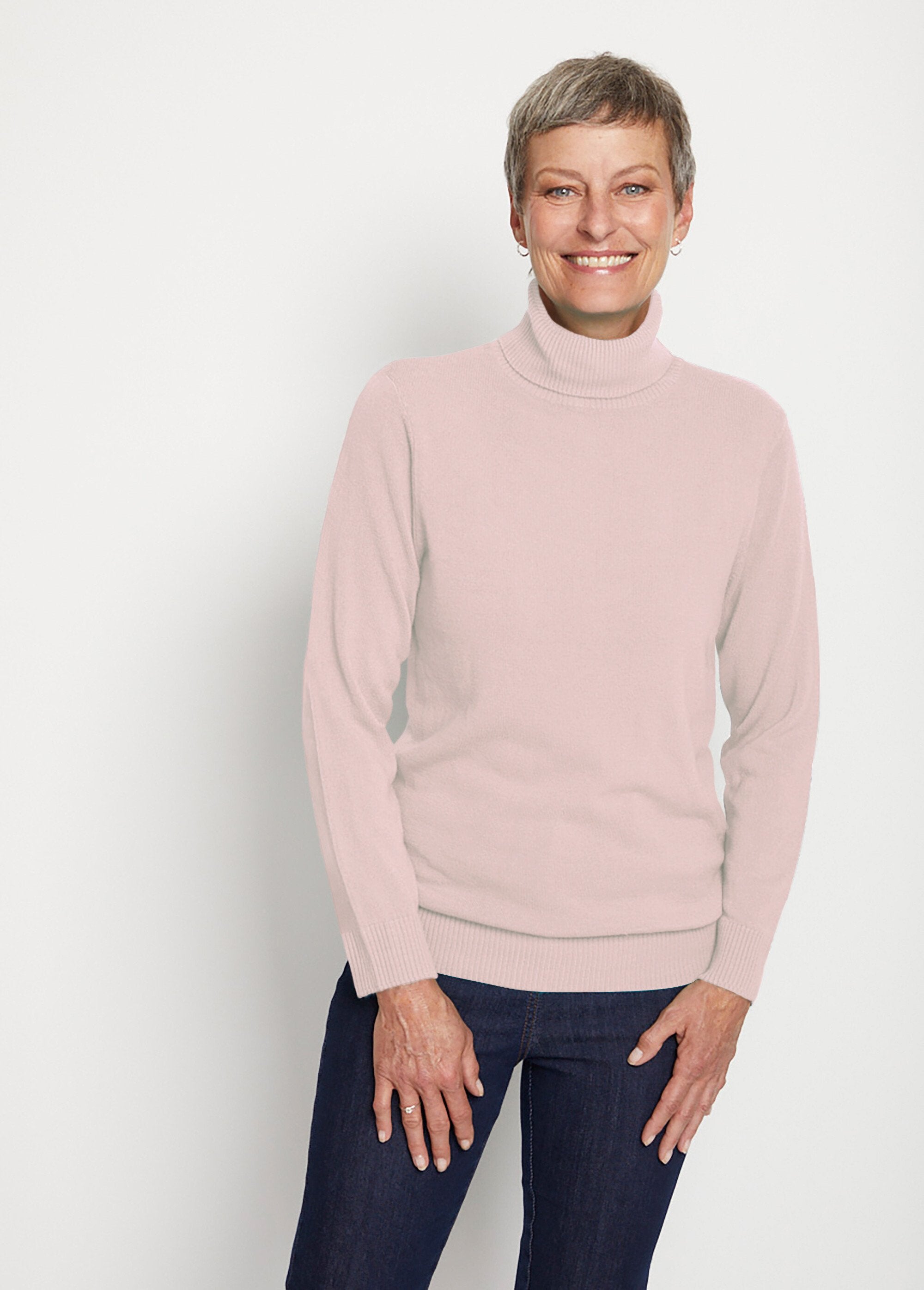 Pull_doux_col_roulé_manches_longues_Rose_FA1_slim