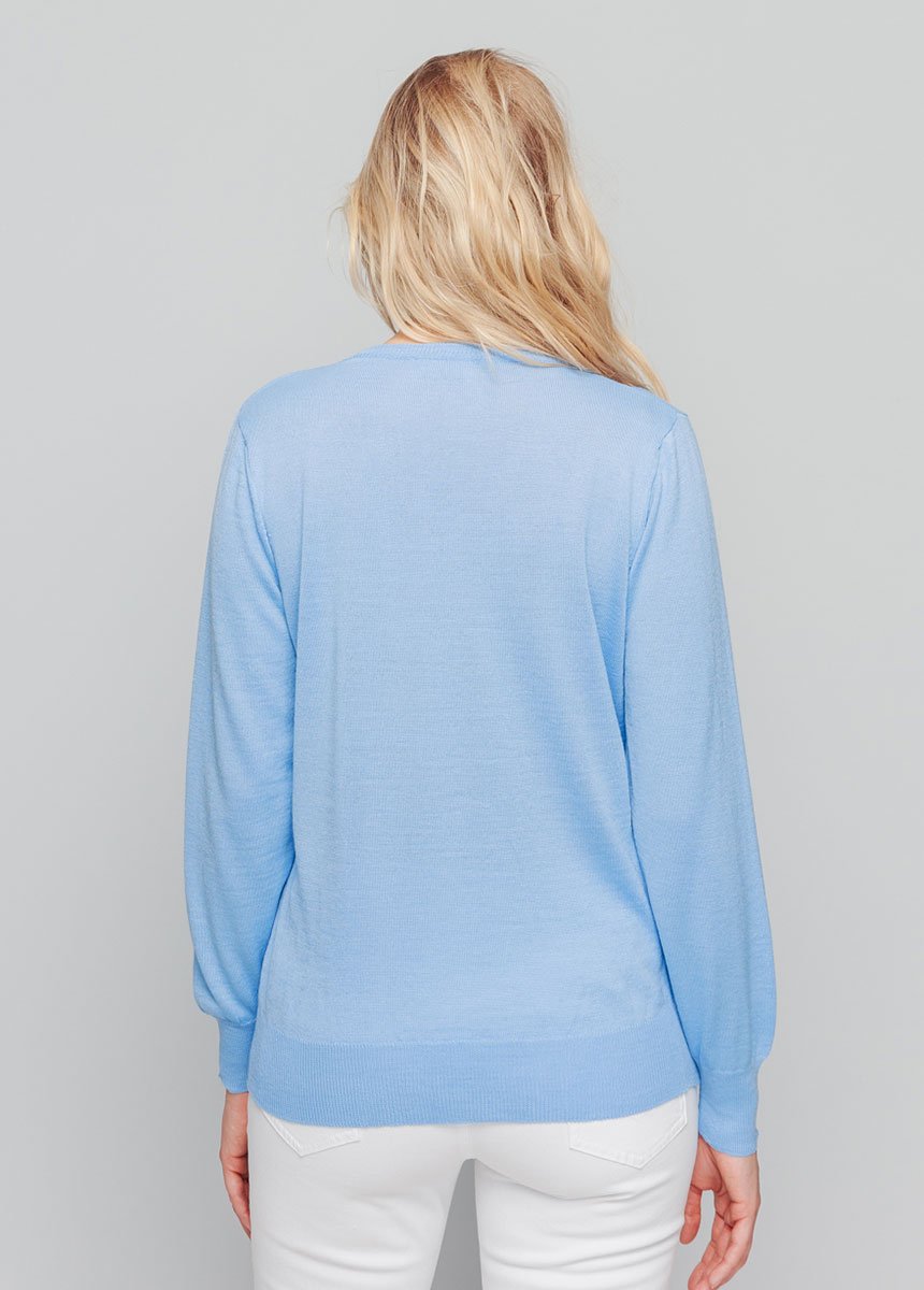 Pull_court_col_V_avec_laine_mérinos_Bleu_nuage_DO1_slim