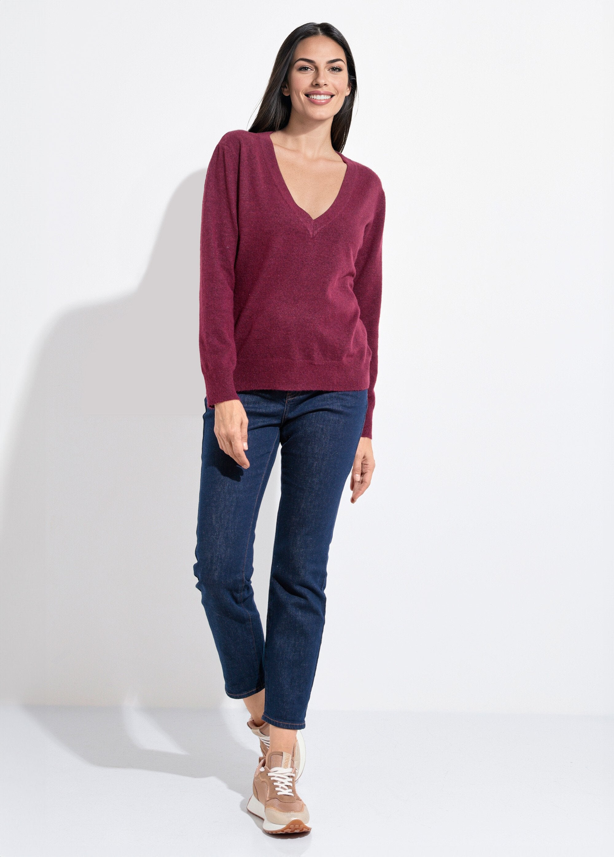 Pull_col_V_doux_et_chaud_avec_laine_Bordeaux_SF1_slim