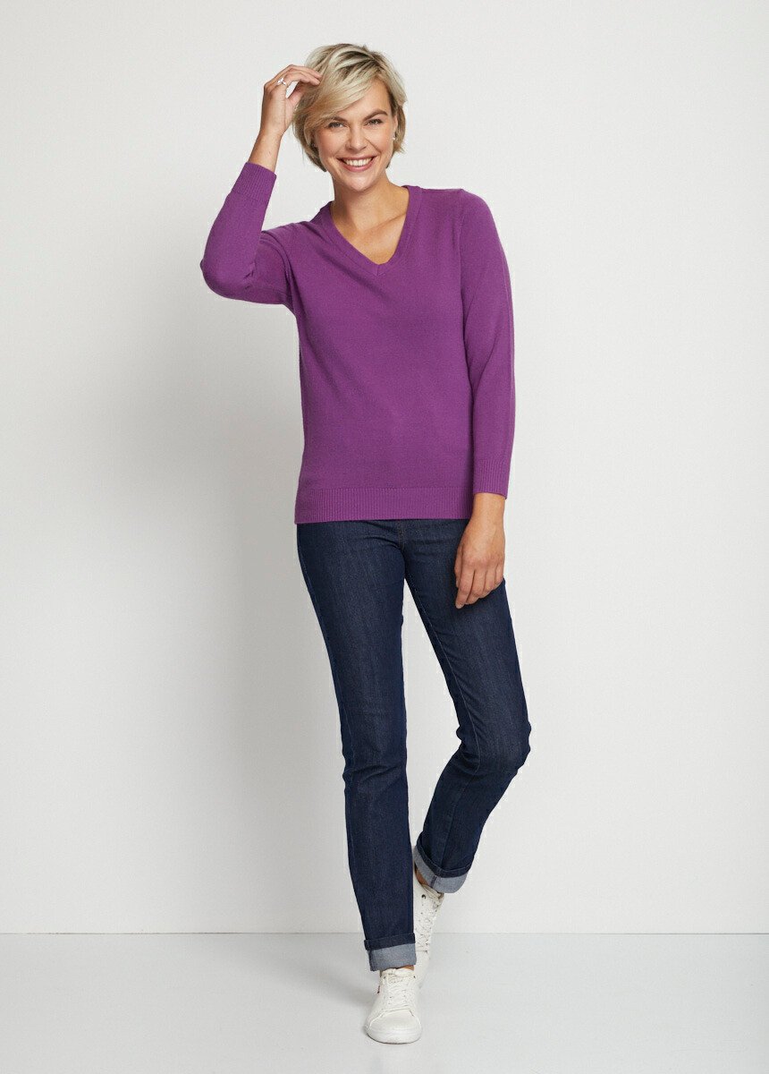 Pull_doux_col_V_manches_longues_Violet_SF1_slim