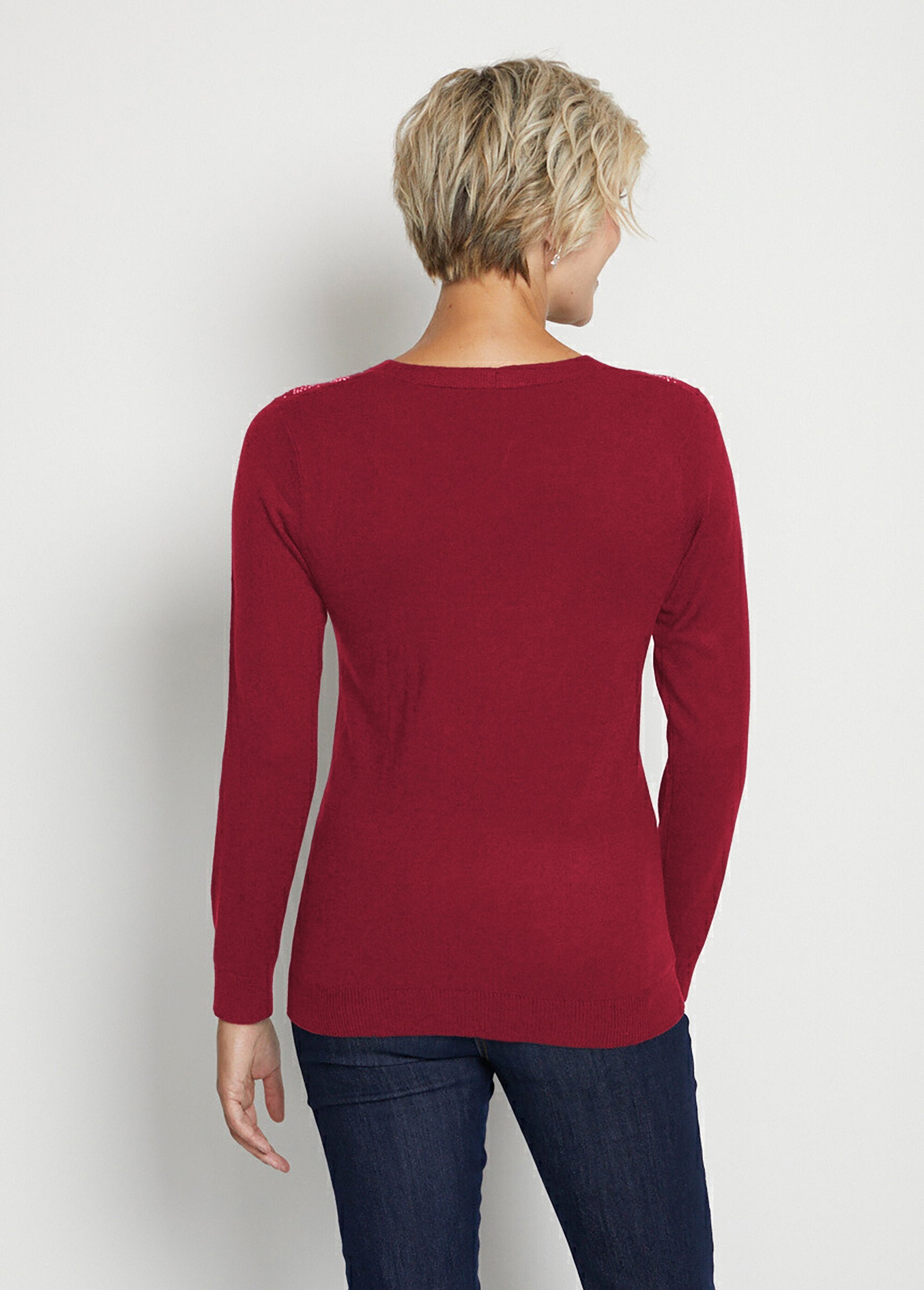 Pull_col_V_strassé_manches_longues_Bordeaux_DO1_slim