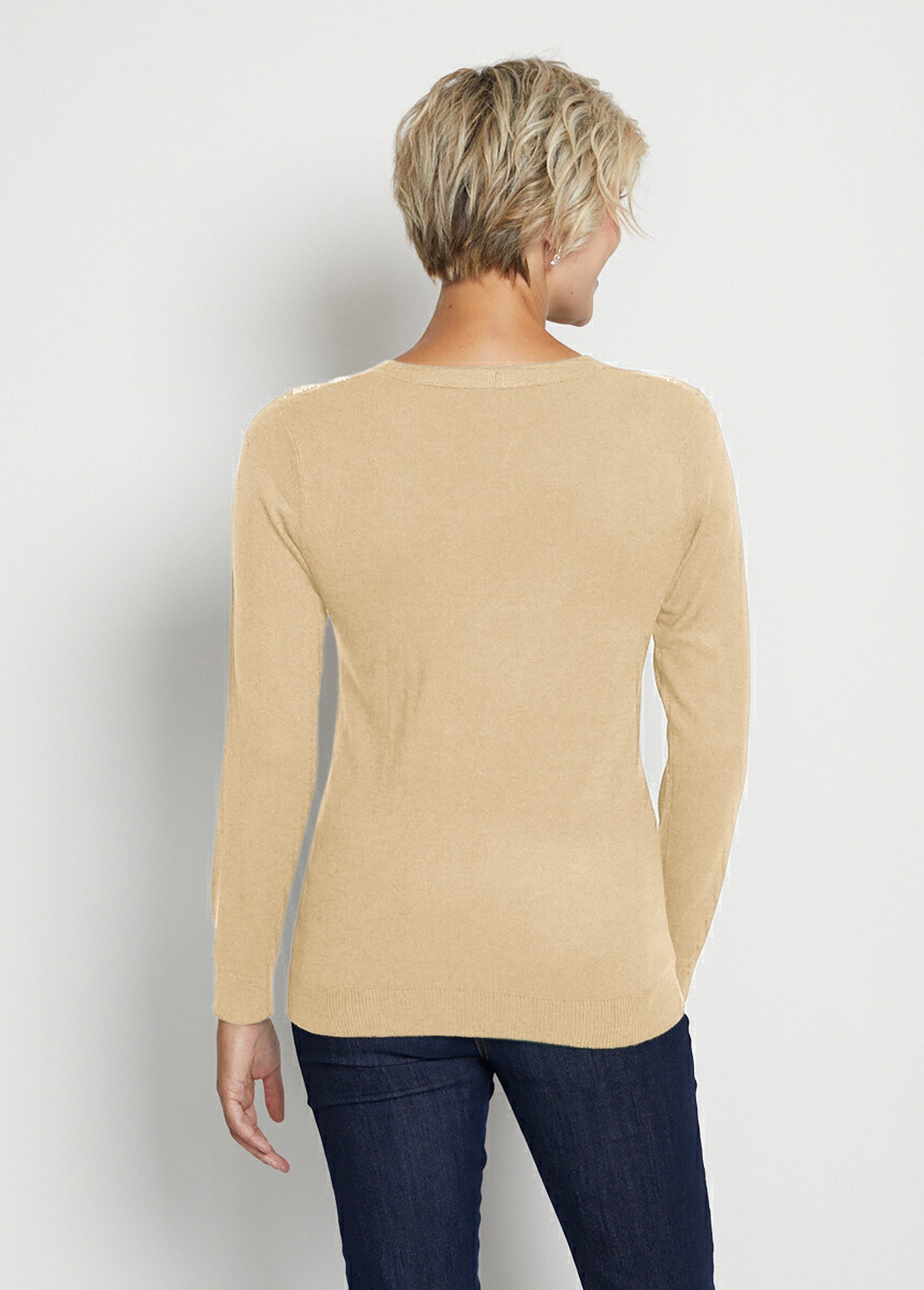 Pull_col_V_strassé_manches_longues_Beige_DO1_slim