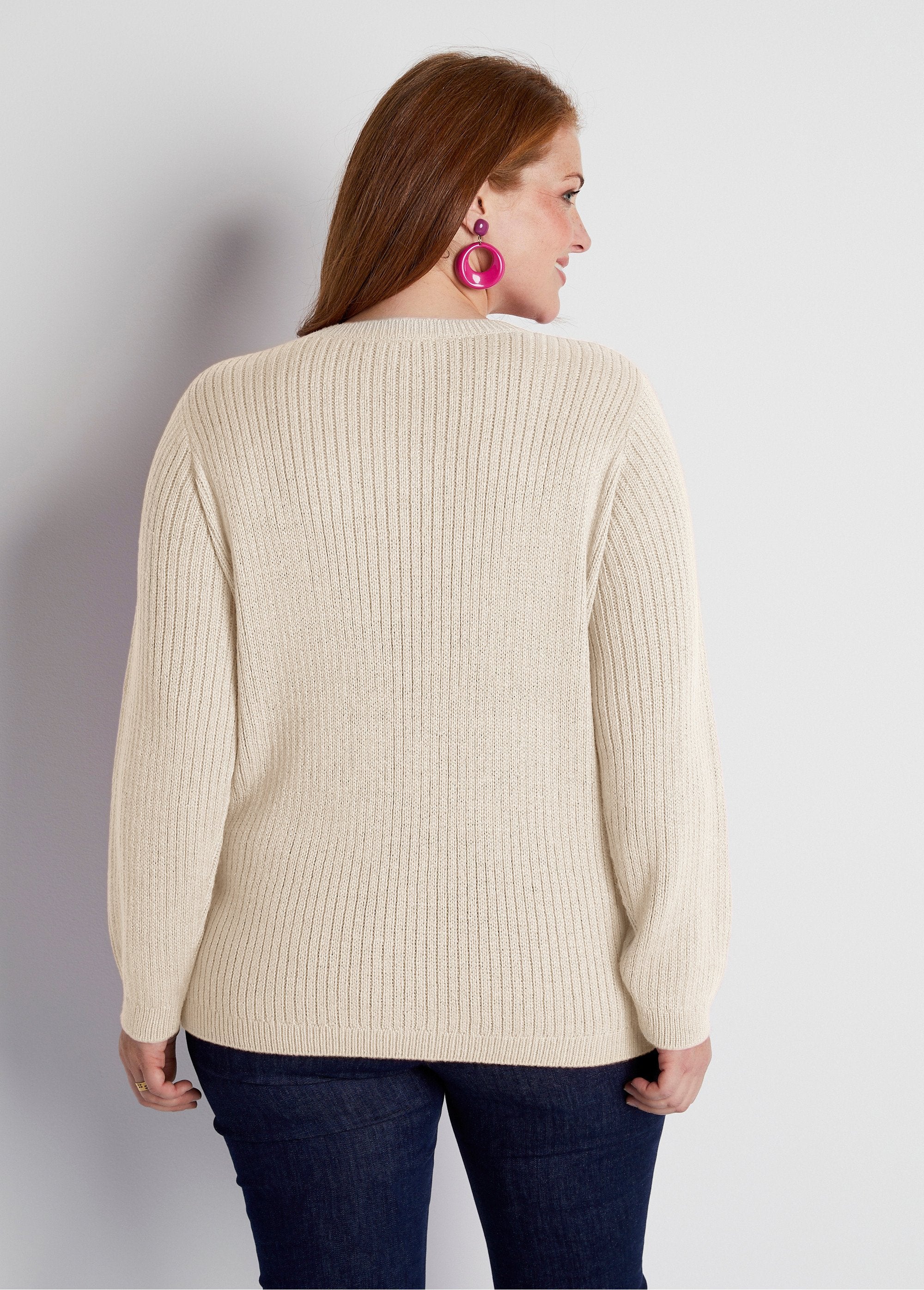 Pull_col_V_uni_maille_fantaisie_Ecru_DO1_curvy