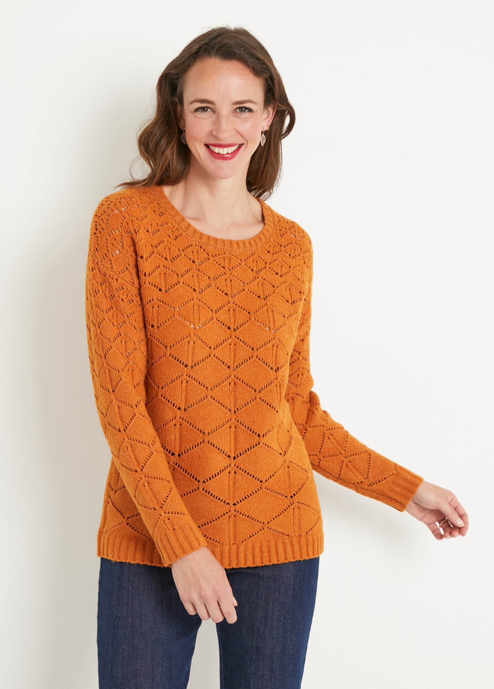 Pull_court_ajouré_col_rond_manches_longues_Caramel_FA1_slim