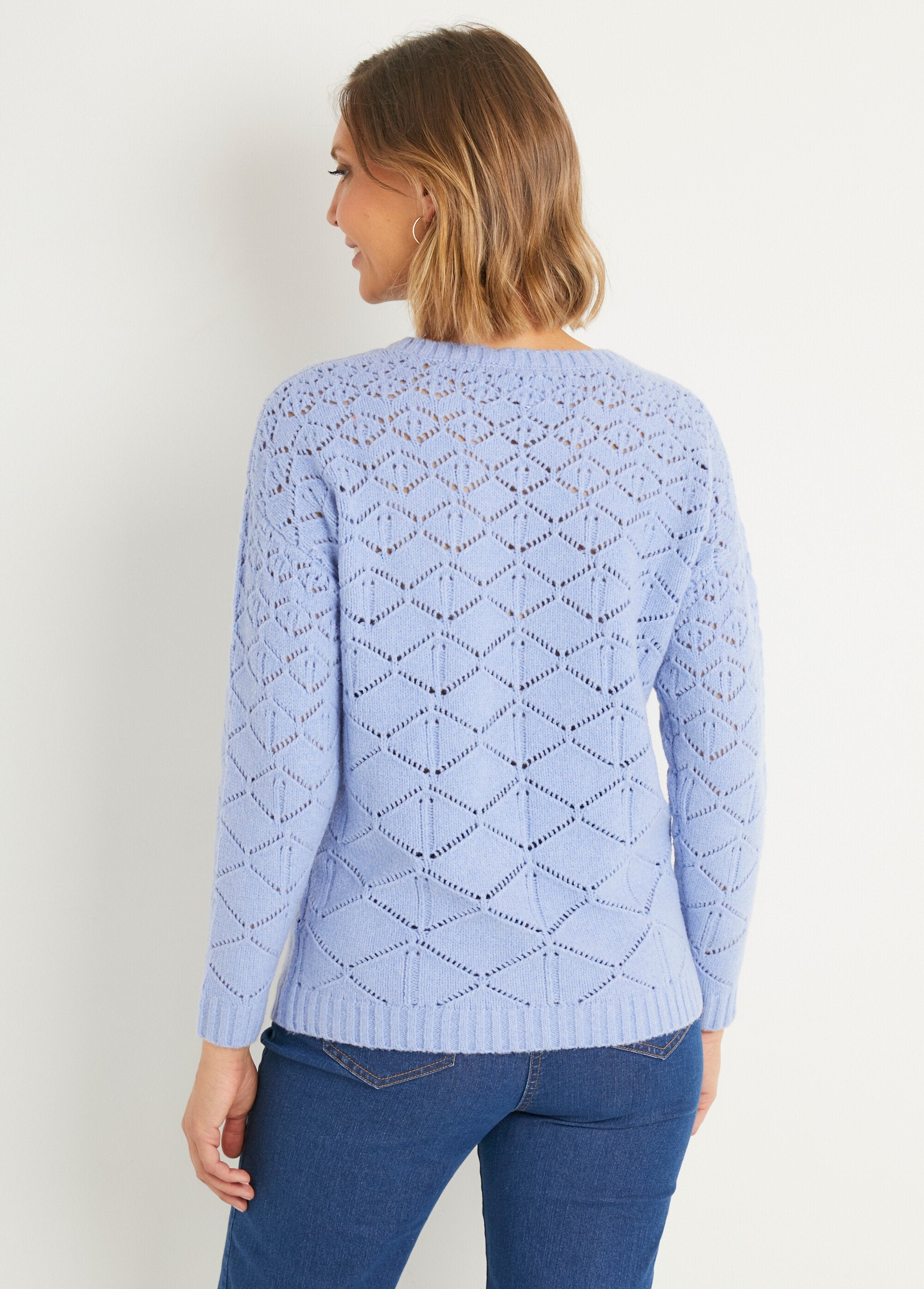 Pull_court_ajouré_col_rond_manches_longues_Bleu_DO1_slim