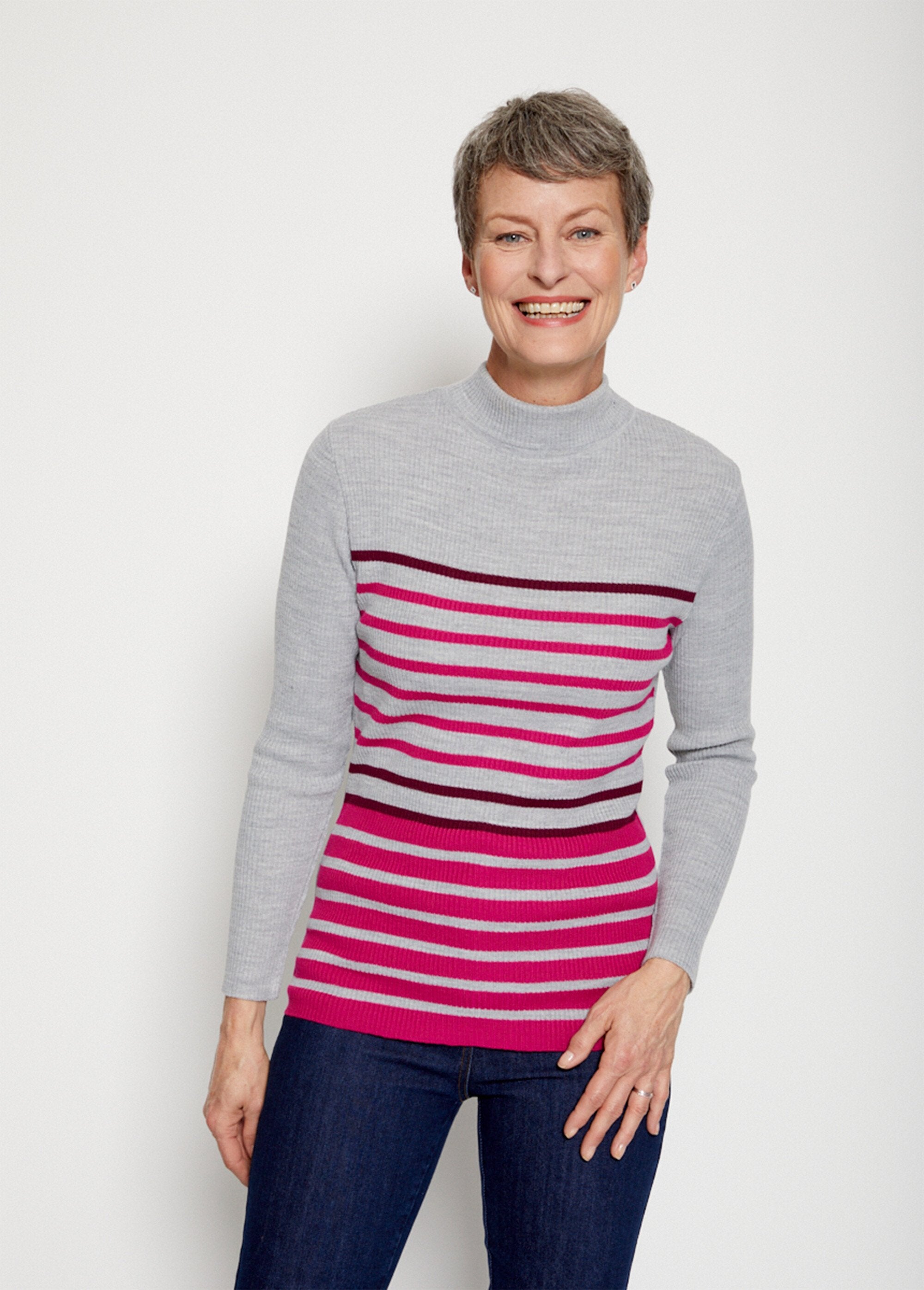 Pull_court_col_montant_maille_côtelée_Raye_fuchsia_FA1_slim